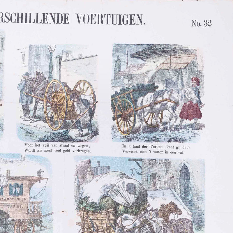Centsprent 'Verschillende voertuigen'(N° 32), Meijer's prenten, ca 1874-zoom-