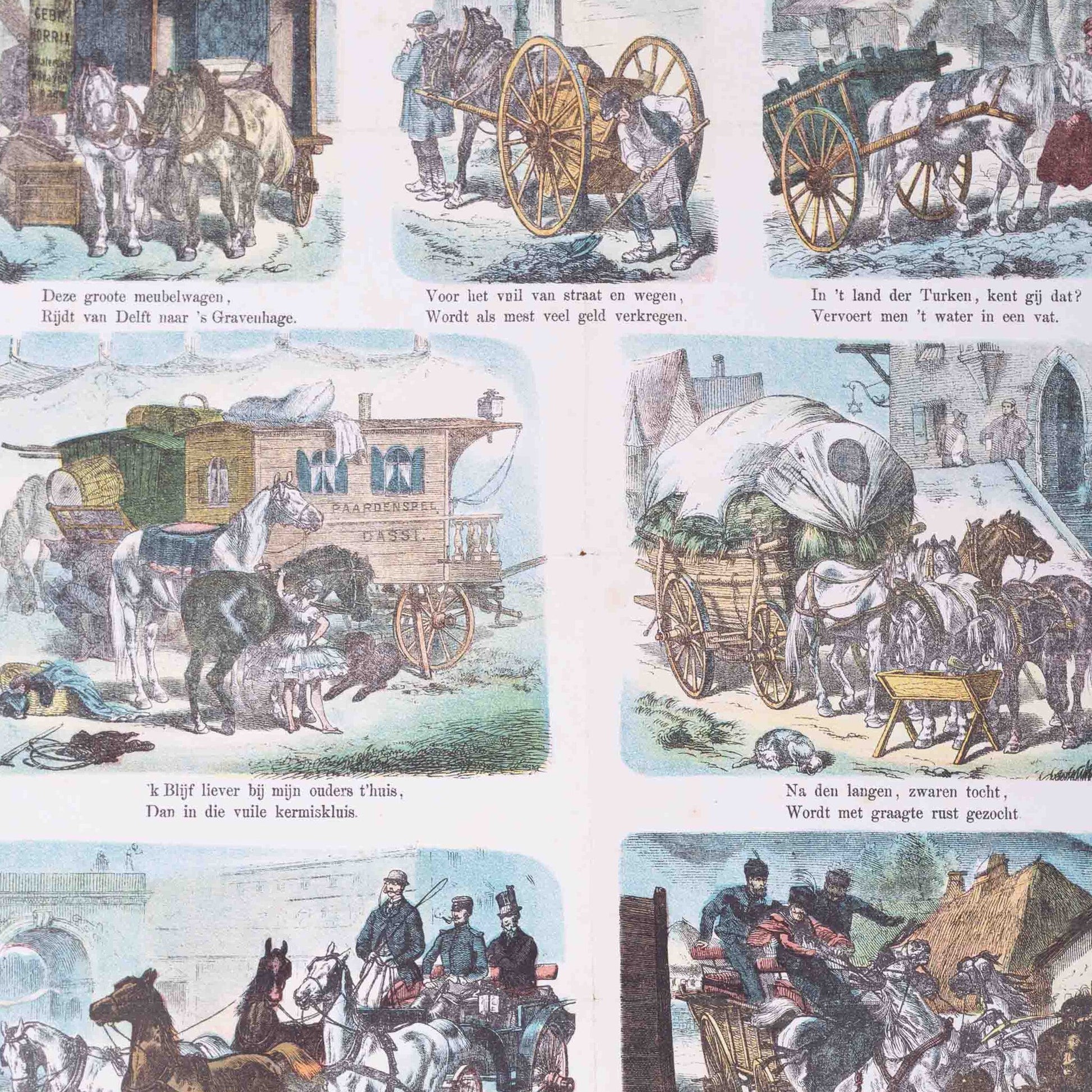 Centsprent 'Verschillende voertuigen'(N° 32), Meijer's prenten, ca 1874-5