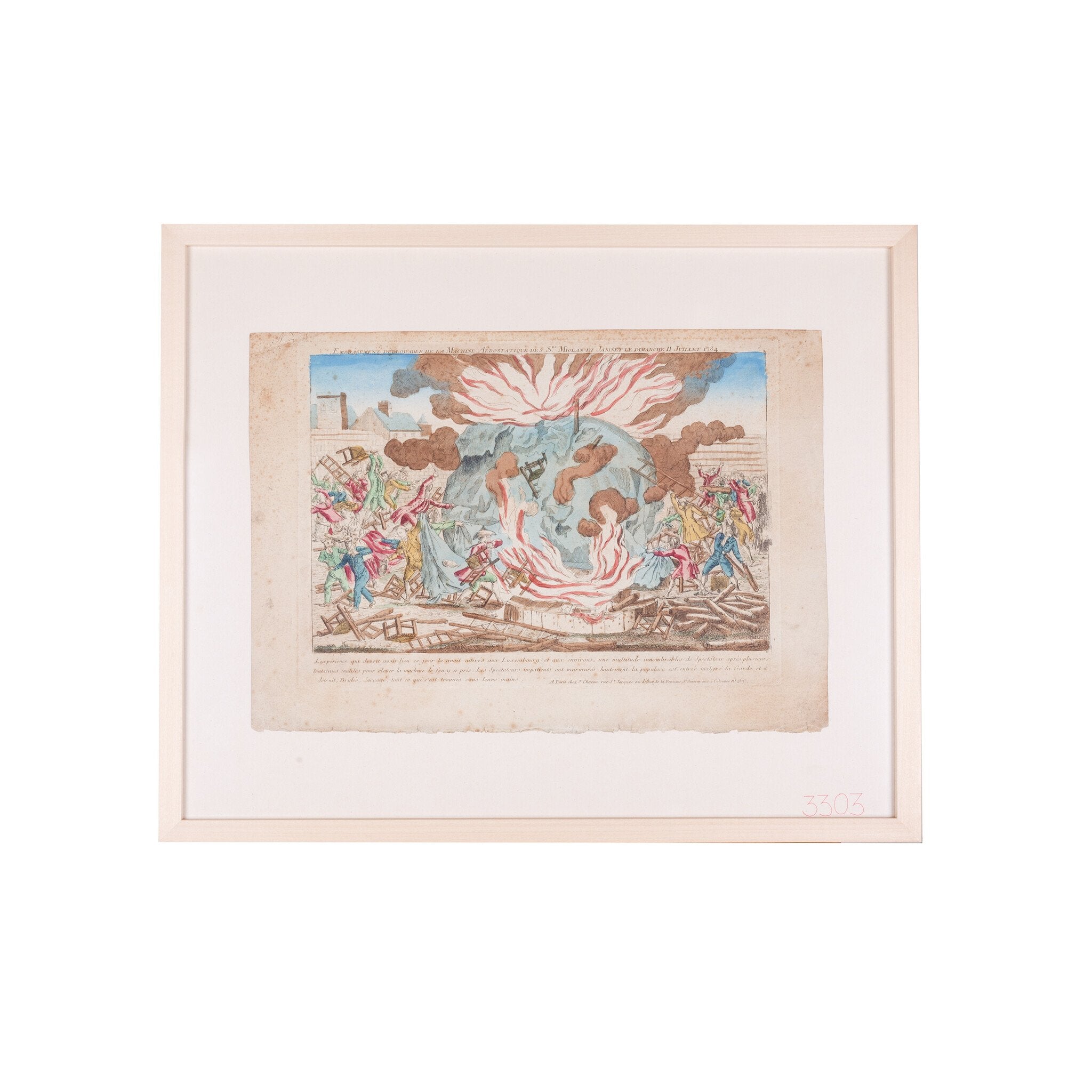 Spotprent 'Embrâsement deplorable de la Machien Aerostatique', J. Chereau, ca. 1784-zoom-1