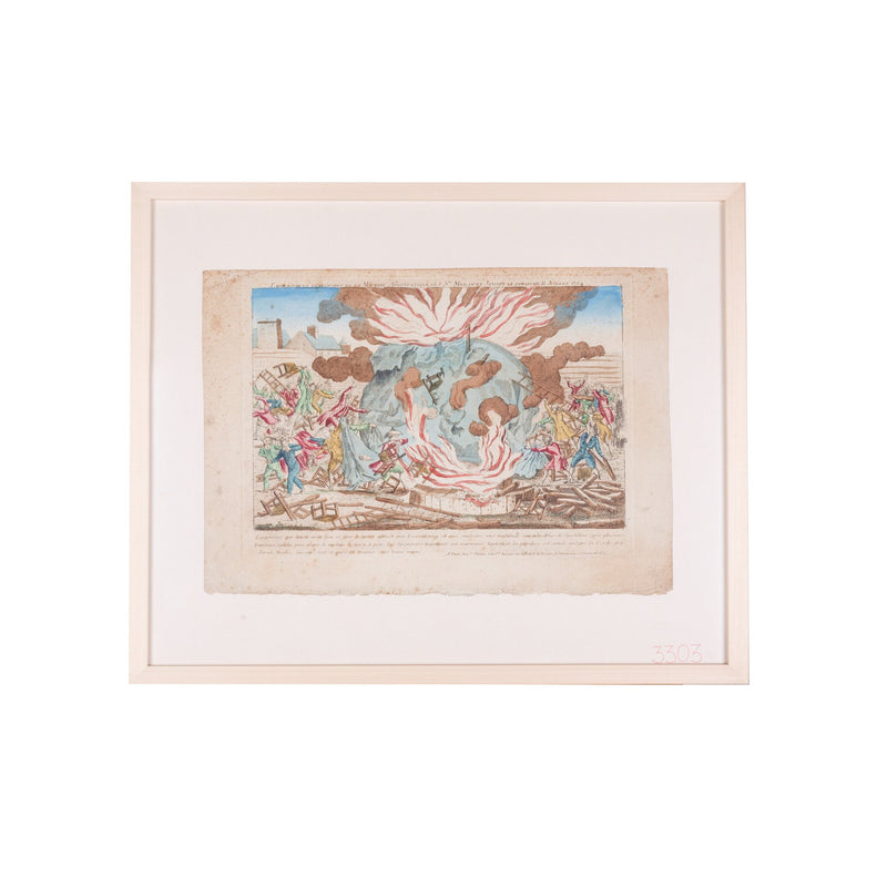 Spotprent 'Embrâsement deplorable de la Machien Aerostatique', J. Chereau, ca. 1784-zoom-