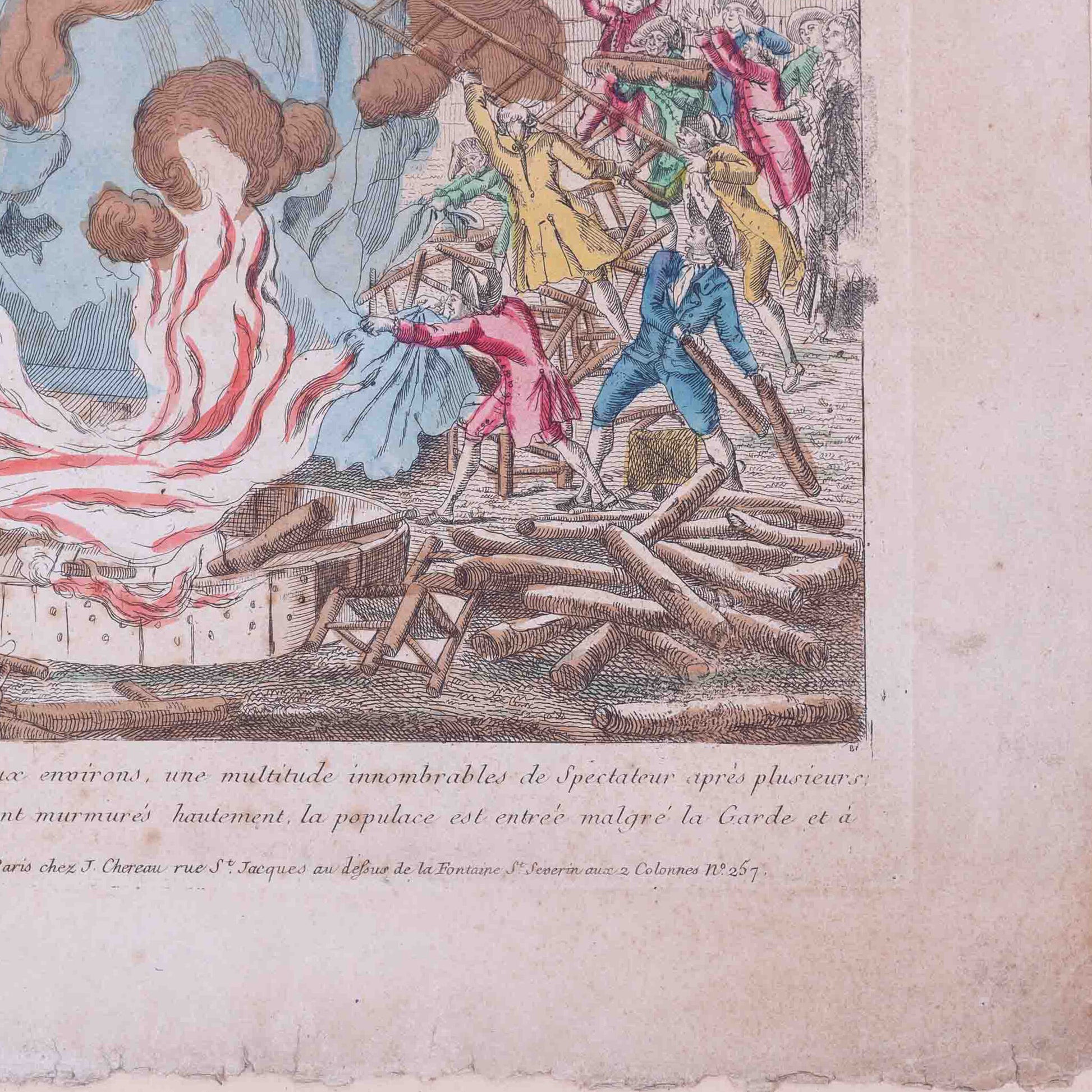 Spotprent 'Embrâsement deplorable de la Machien Aerostatique', J. Chereau, ca. 1784-4