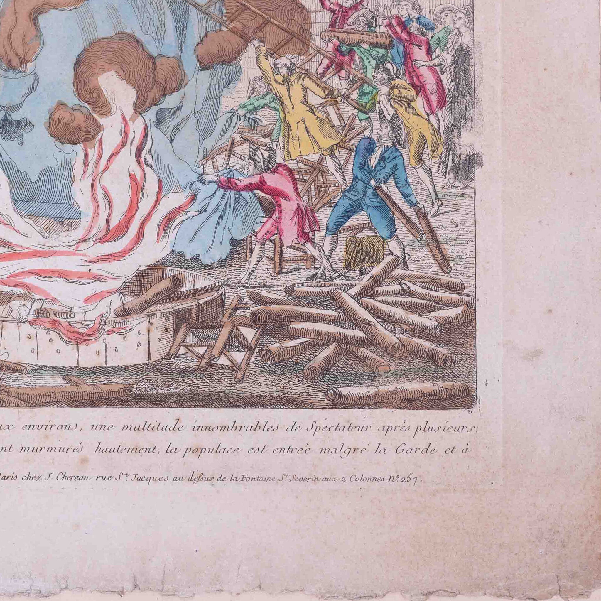 Spotprent 'Embrâsement deplorable de la Machien Aerostatique', J. Chereau, ca. 1784-zoom-4