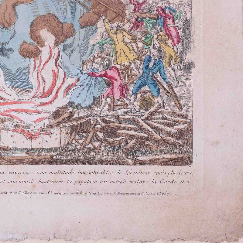 Spotprent 'Embrâsement deplorable de la Machien Aerostatique', J. Chereau, ca. 1784-zoom-