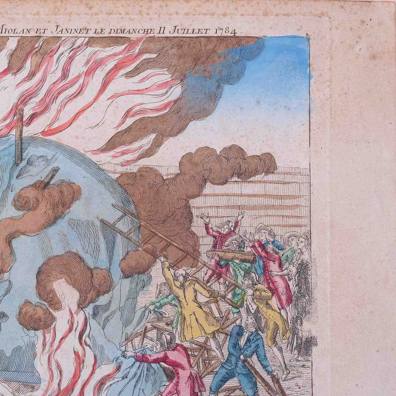 Spotprent 'Embrâsement deplorable de la Machien Aerostatique', J. Chereau, ca. 1784-zoom-