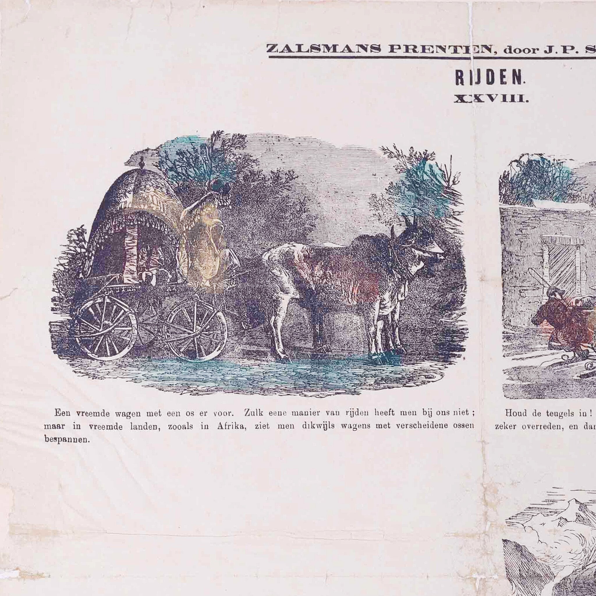 Prent 'Rijden' XXVIII, J.P. Schaberg, 19e eeuw