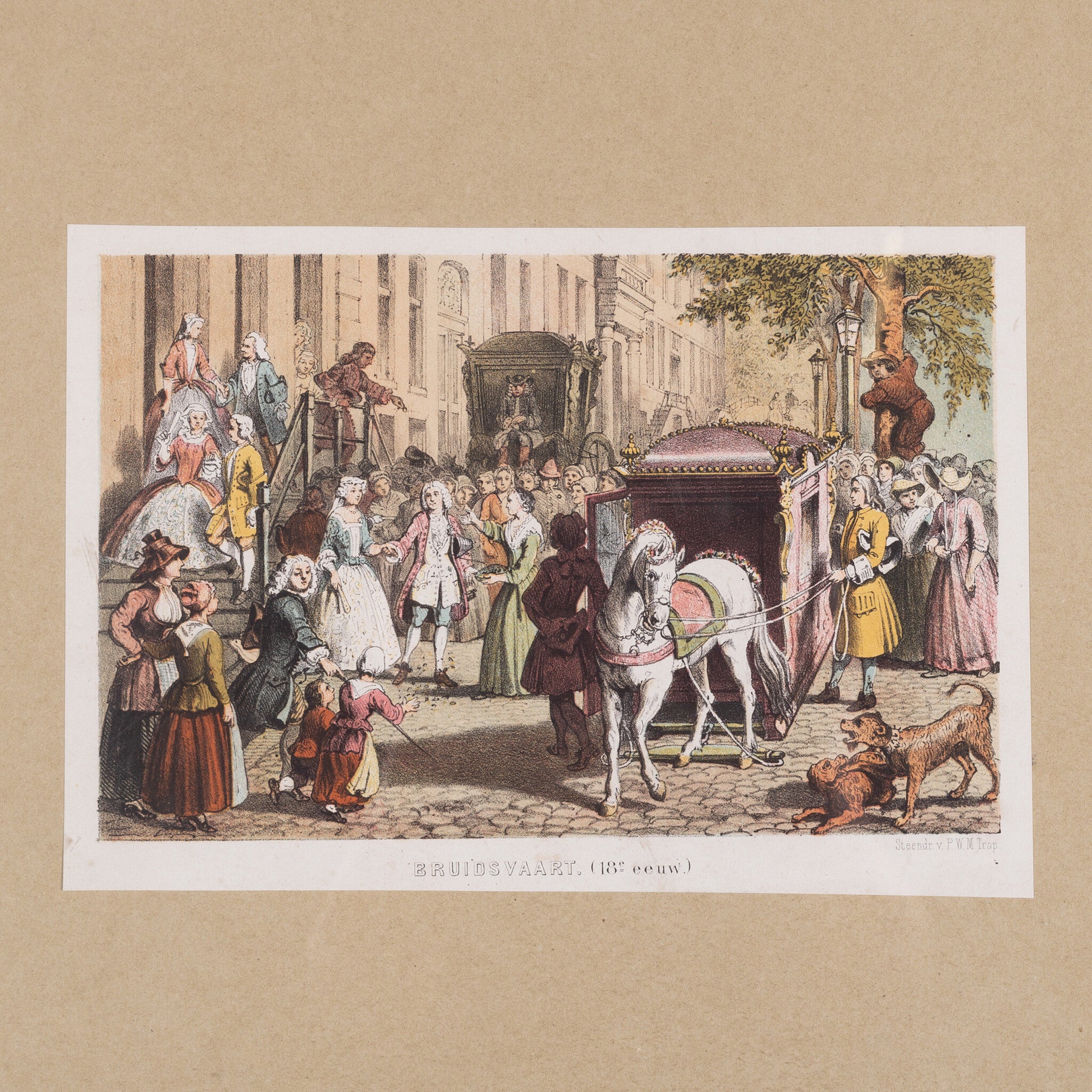 Prent 'Bruidsvaart. (18e eeuw)', P.W.M. Trap, ca. 1862-zoom-2