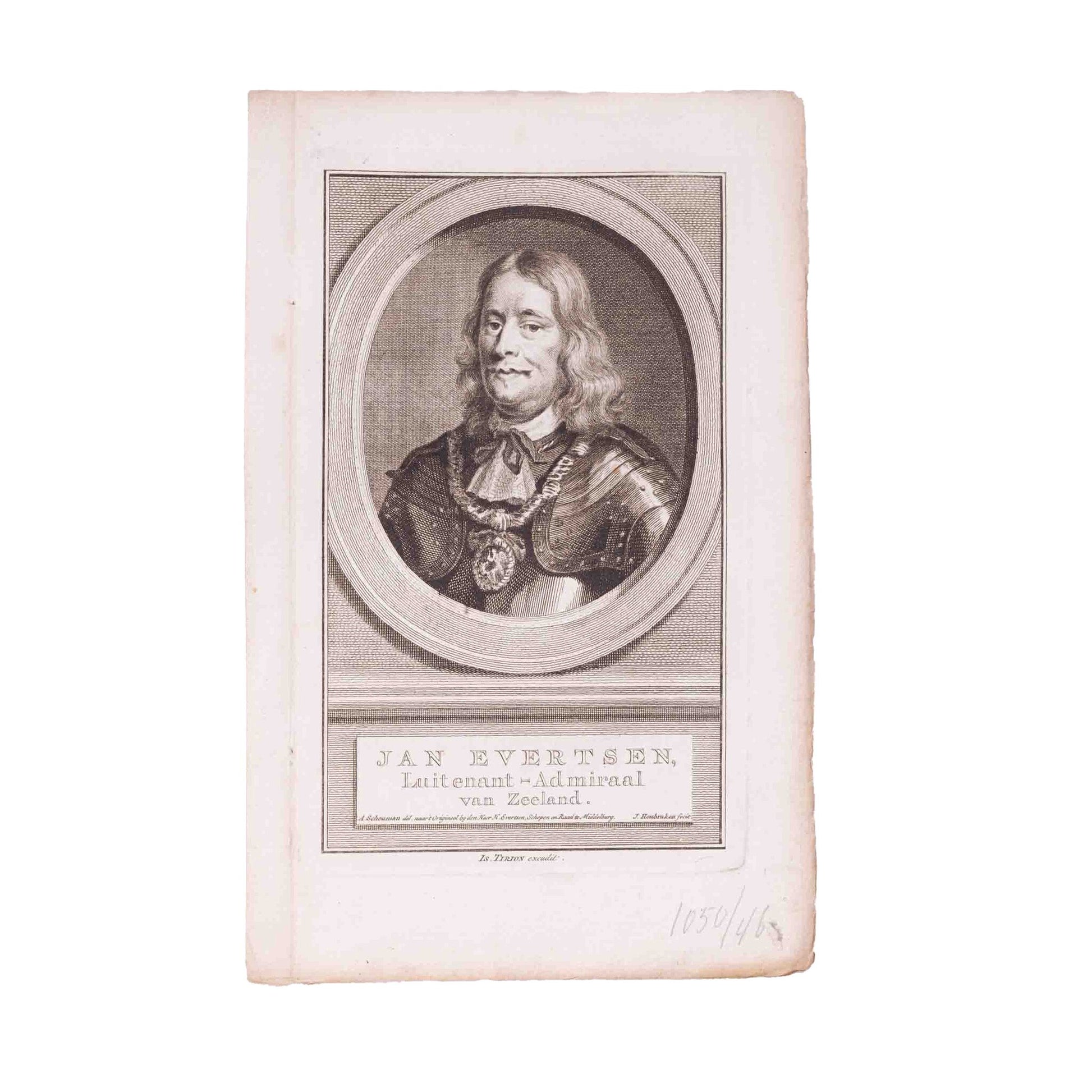 Vijf portretprenten van het Zeeuws geslacht Evertsen, J. Houbraken, ca. 1760-4