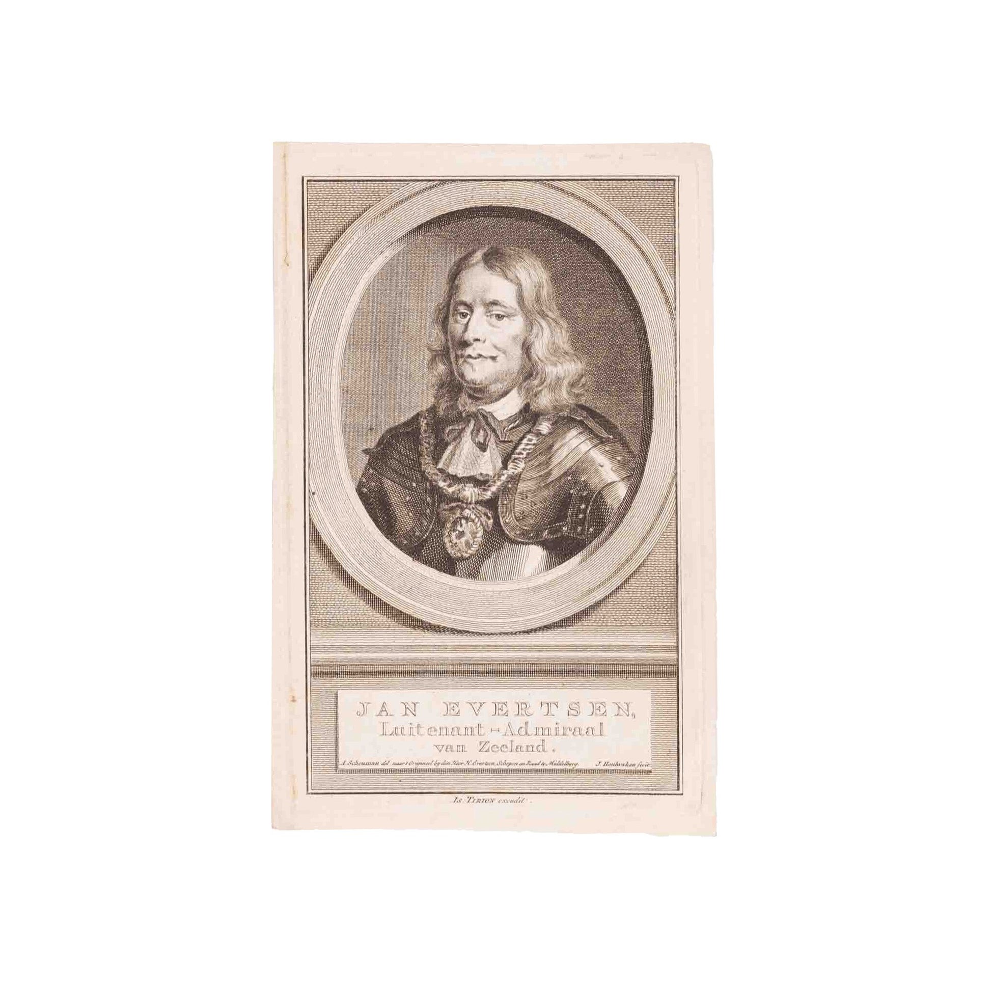 Vijf portretprenten van het Zeeuws geslacht Evertsen, J. Houbraken, ca. 1760-4