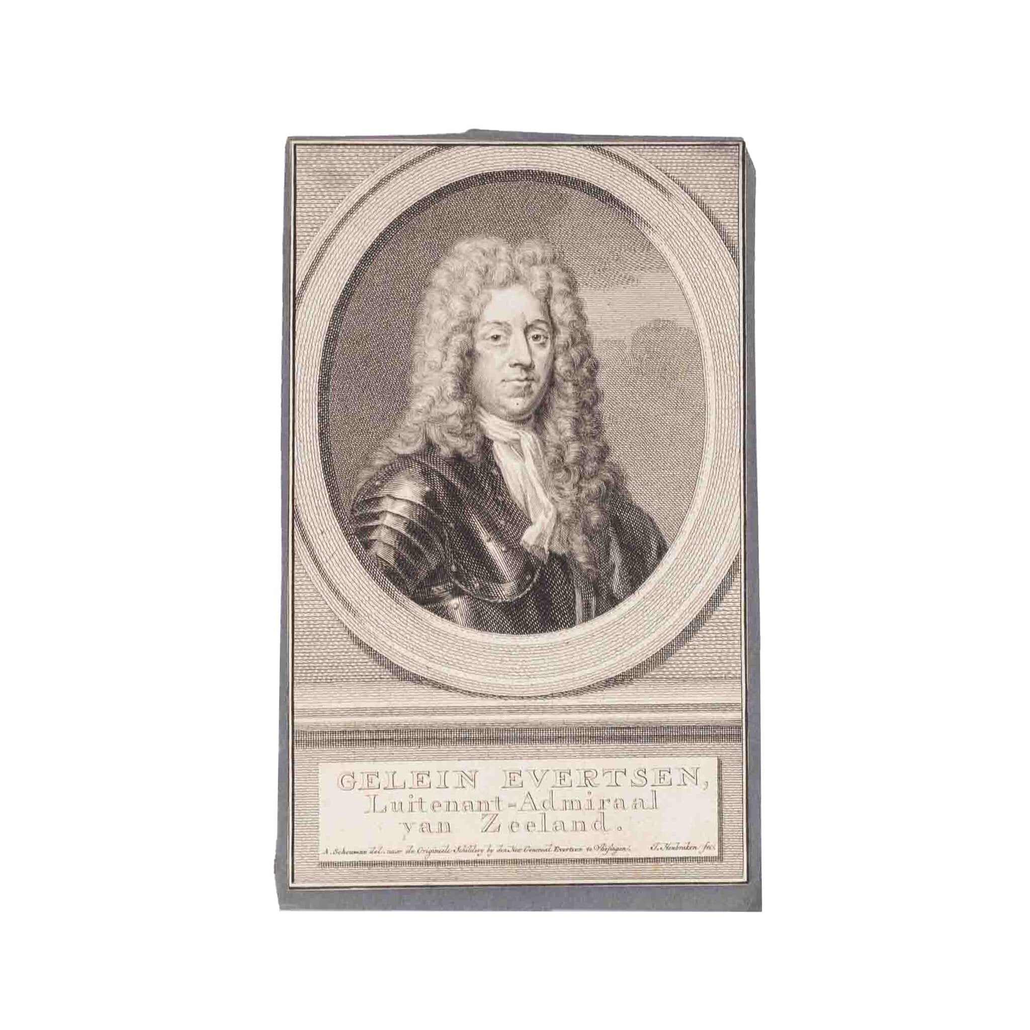 Vijf portretprenten van het Zeeuws geslacht Evertsen, J. Houbraken, ca. 1760-zoom-3