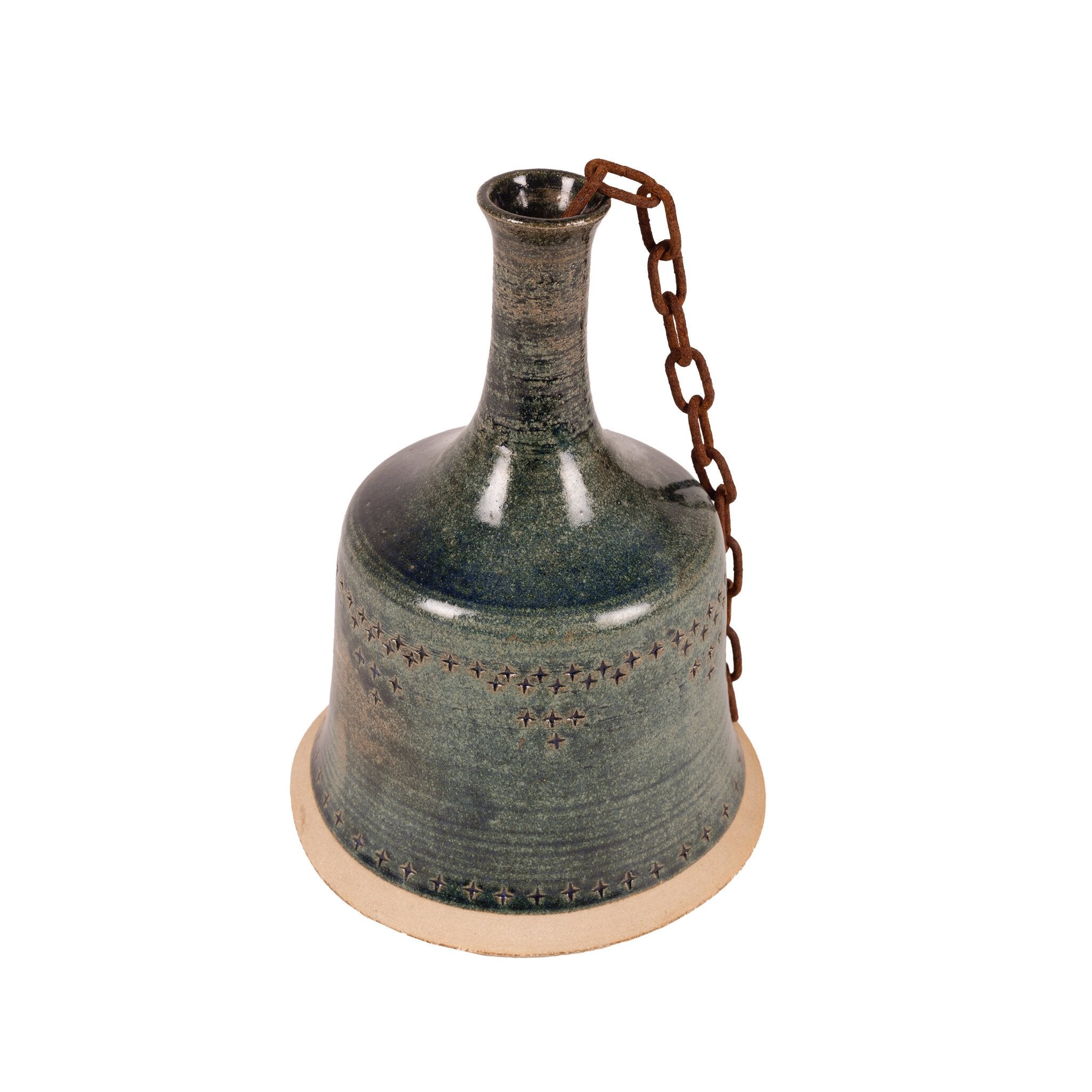 Marianna Franken, Blauwgroene keramieken klok met klepel, 1965-zoom-2
