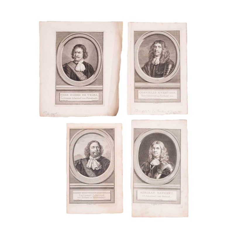 Vier portretten van admiralen, J. Houbraken, ca. 1749-1760-zoom-