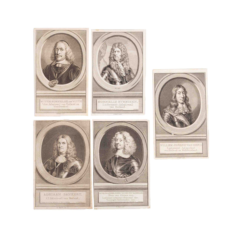 Vijf portretten van admiralen, J. Houbraken, ca. 1749-1760-zoom-