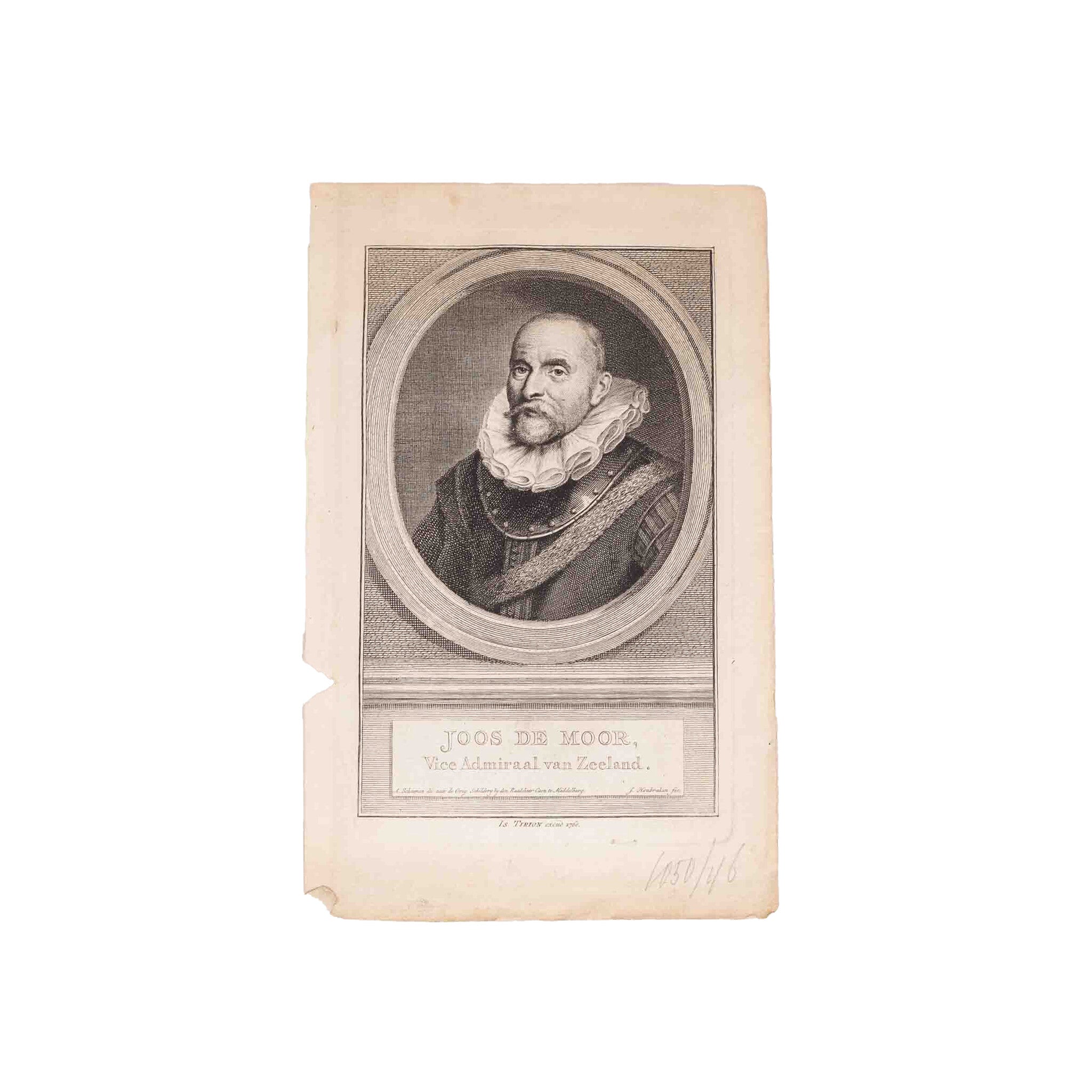 Vijf portretten van admiralen uit Zeeland, J. Houbraken, ca. 1749-1760-zoom-3