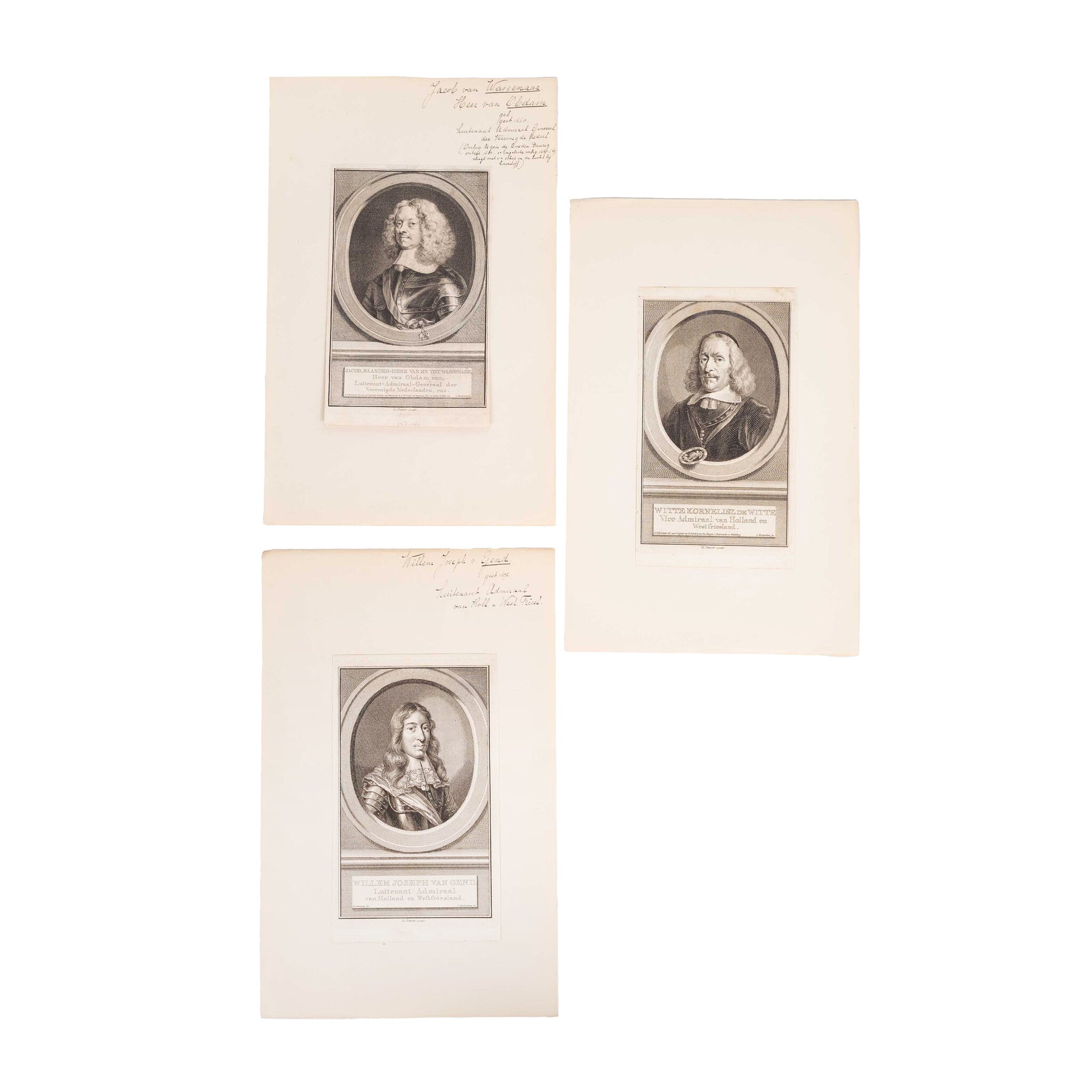 Drie portretten van admiralen, J. Houbraken, ca. 1749-1760-zoom-1