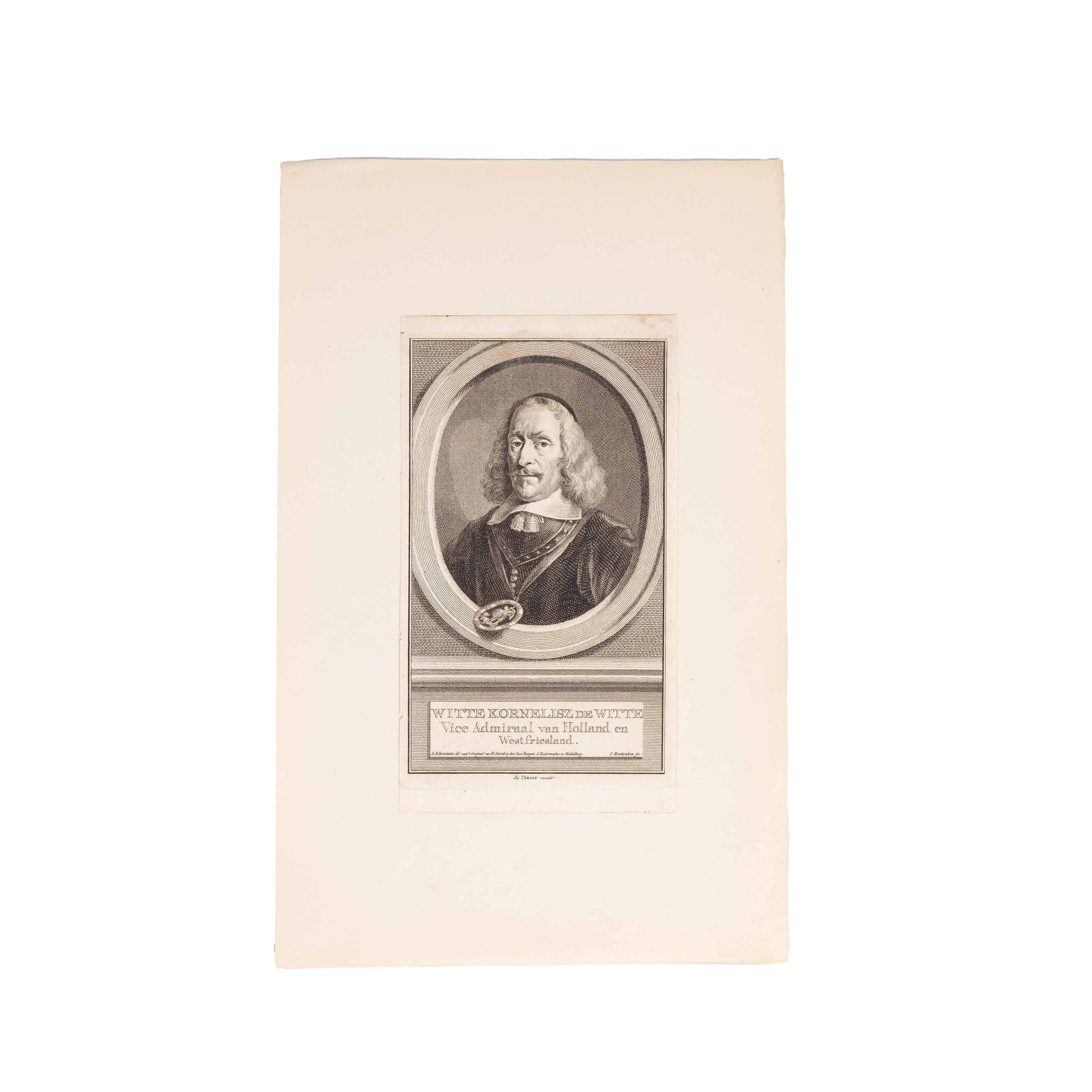 Drie portretten van admiralen, J. Houbraken, ca. 1749-1760-2