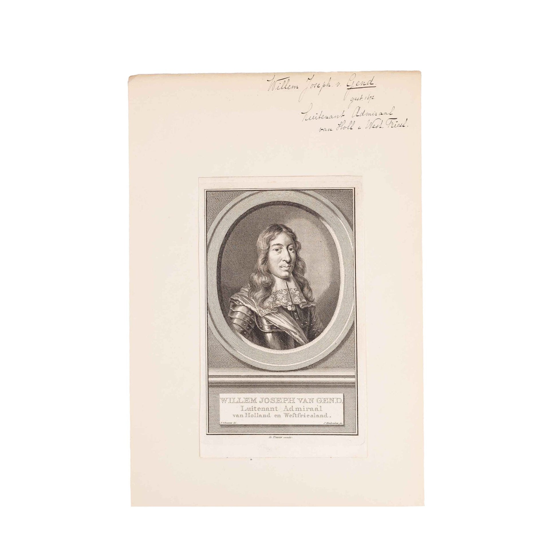 Drie portretten van admiralen, J. Houbraken, ca. 1749-1760-4