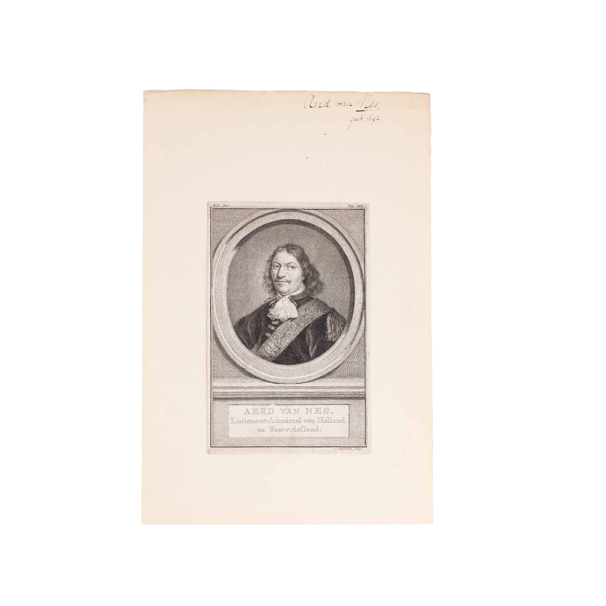 Drie portretten van admiralen van Holland en Westfriesland, J. Houbraken, ca. 1749-1760-3