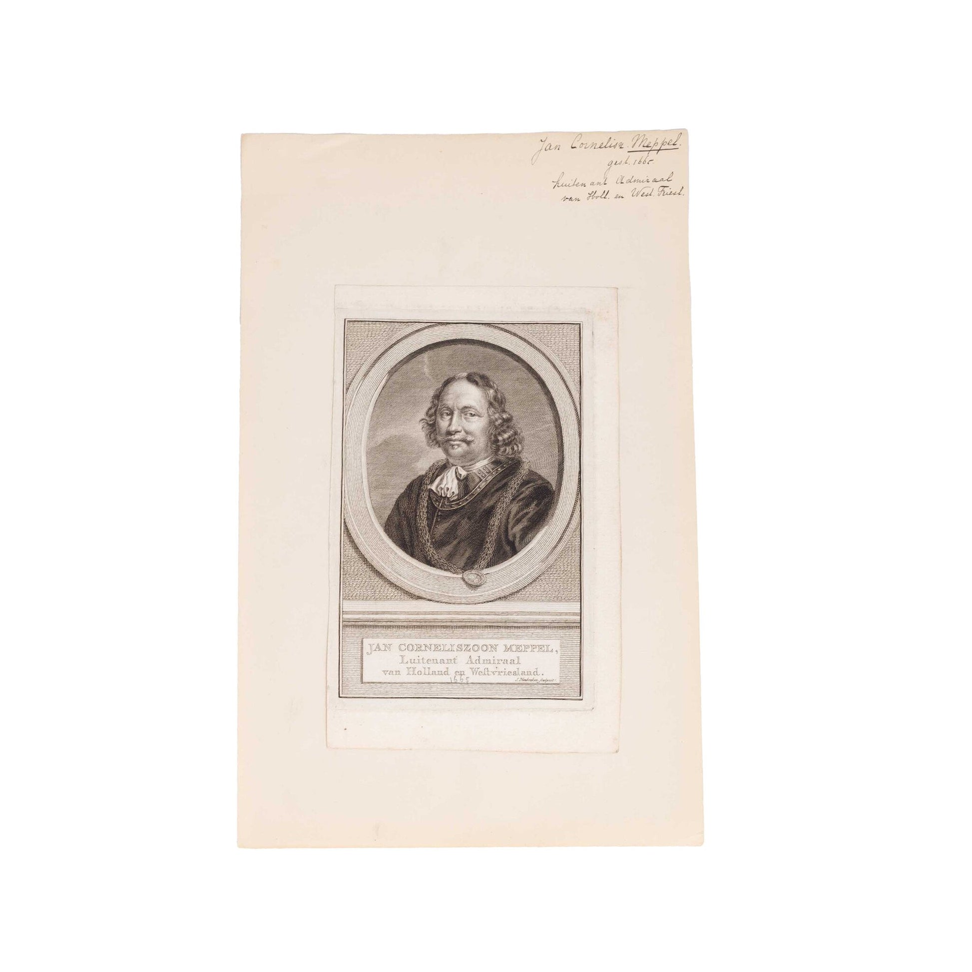 Drie portretten van admiralen van Holland en Westfriesland, J. Houbraken, ca. 1749-1760-4