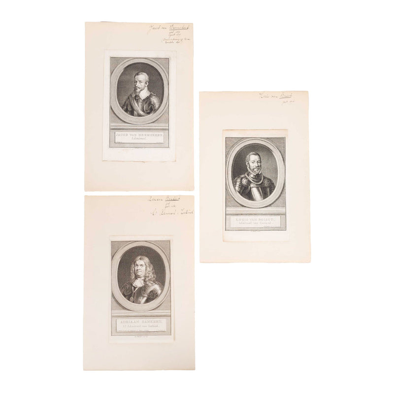 Drie portretten van zeevaarders, J. Houbraken, ca. 1749-1760-zoom-
