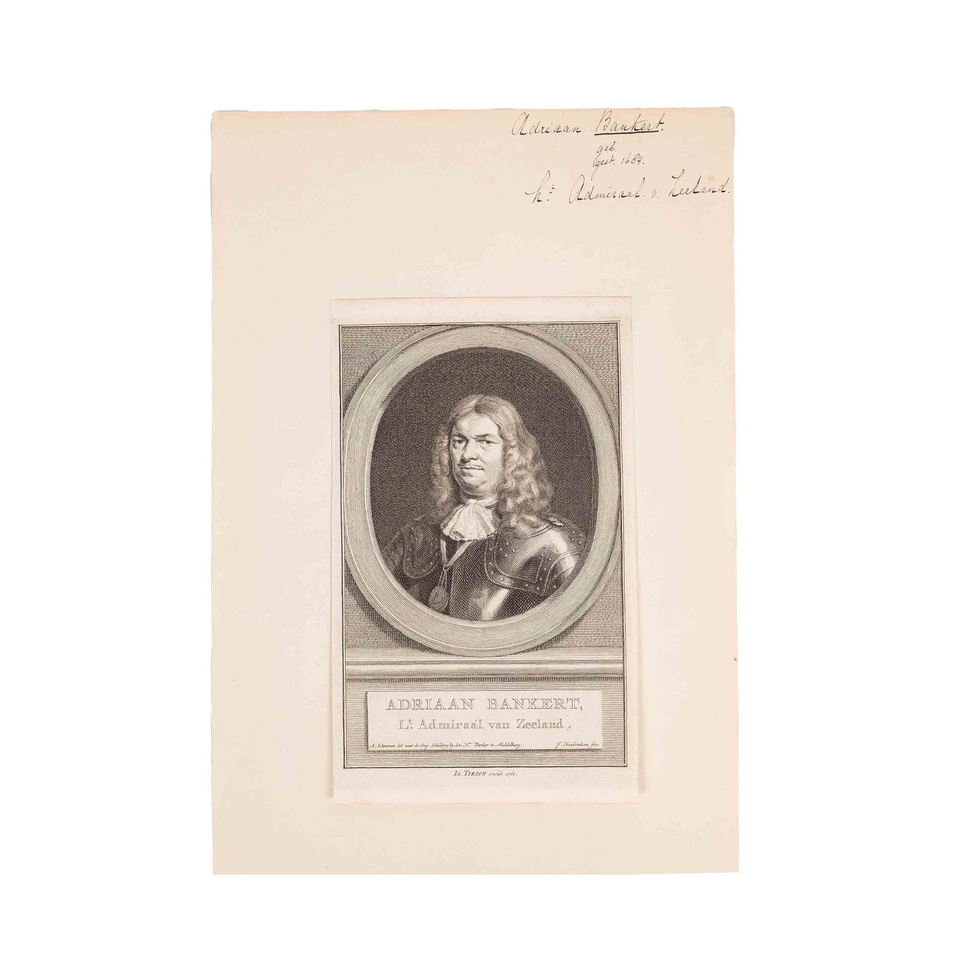 Drie portretten van zeevaarders, J. Houbraken, ca. 1749-1760-4