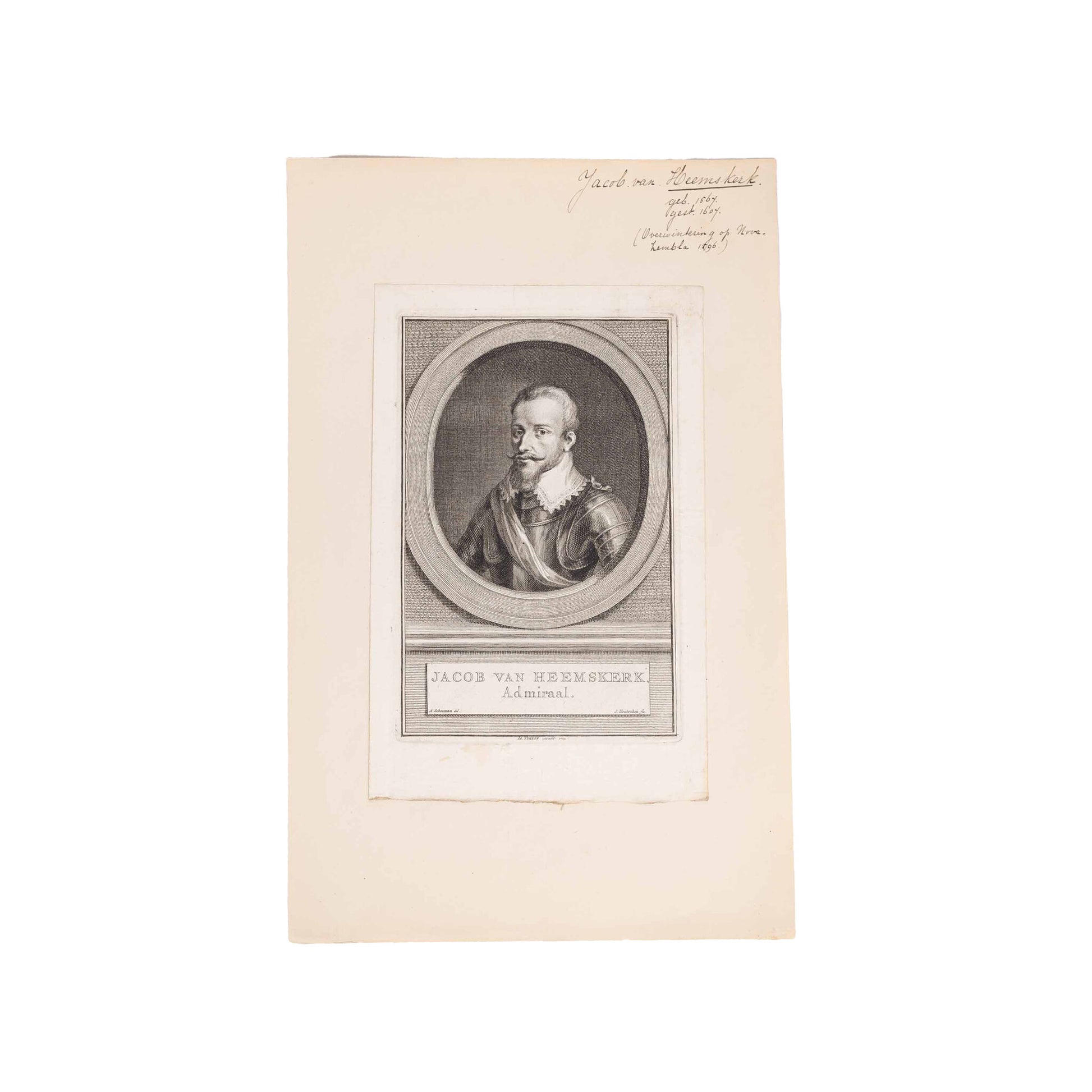 Drie portretten van zeevaarders, J. Houbraken, ca. 1749-1760-2