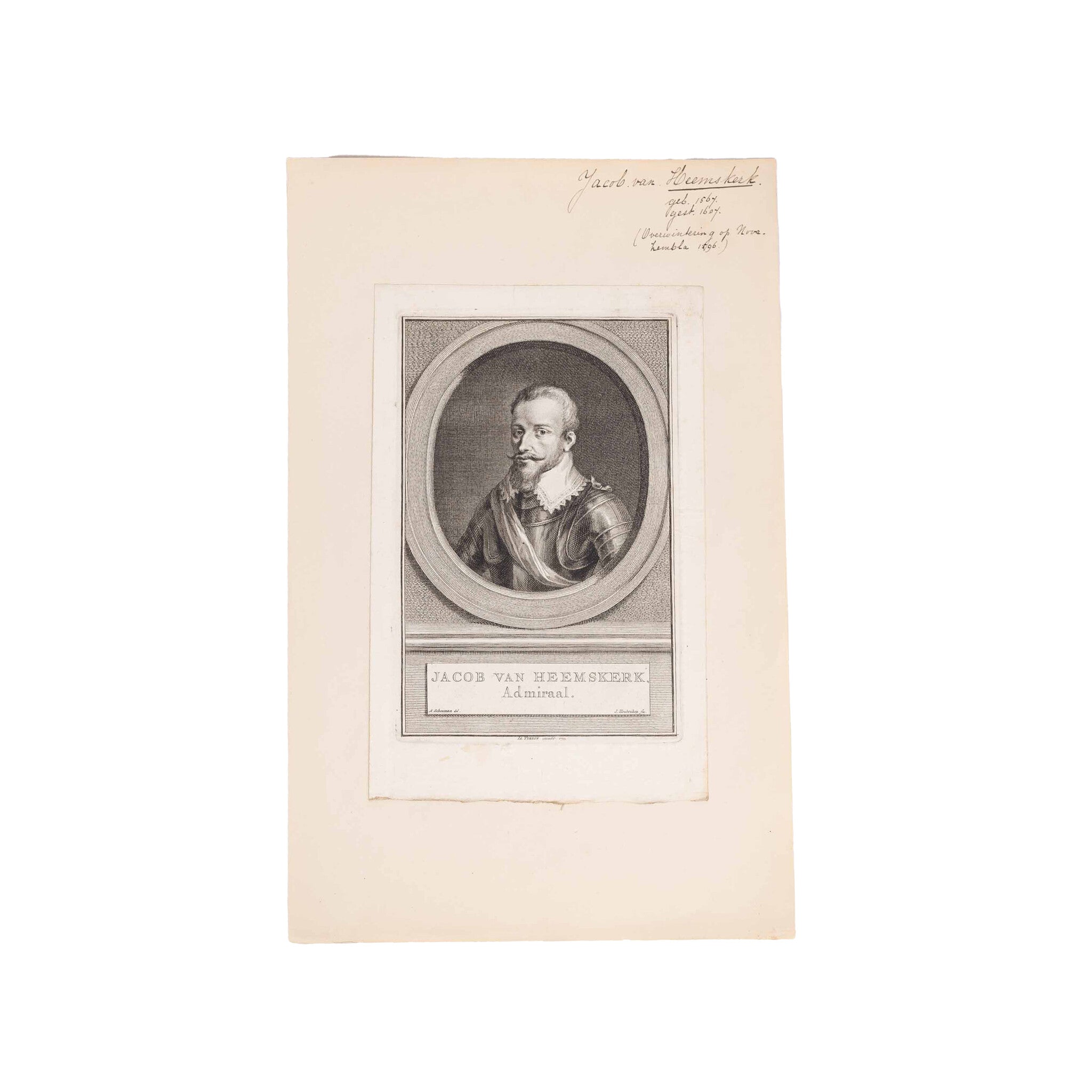 Drie portretten van zeevaarders, J. Houbraken, ca. 1749-1760-zoom-2