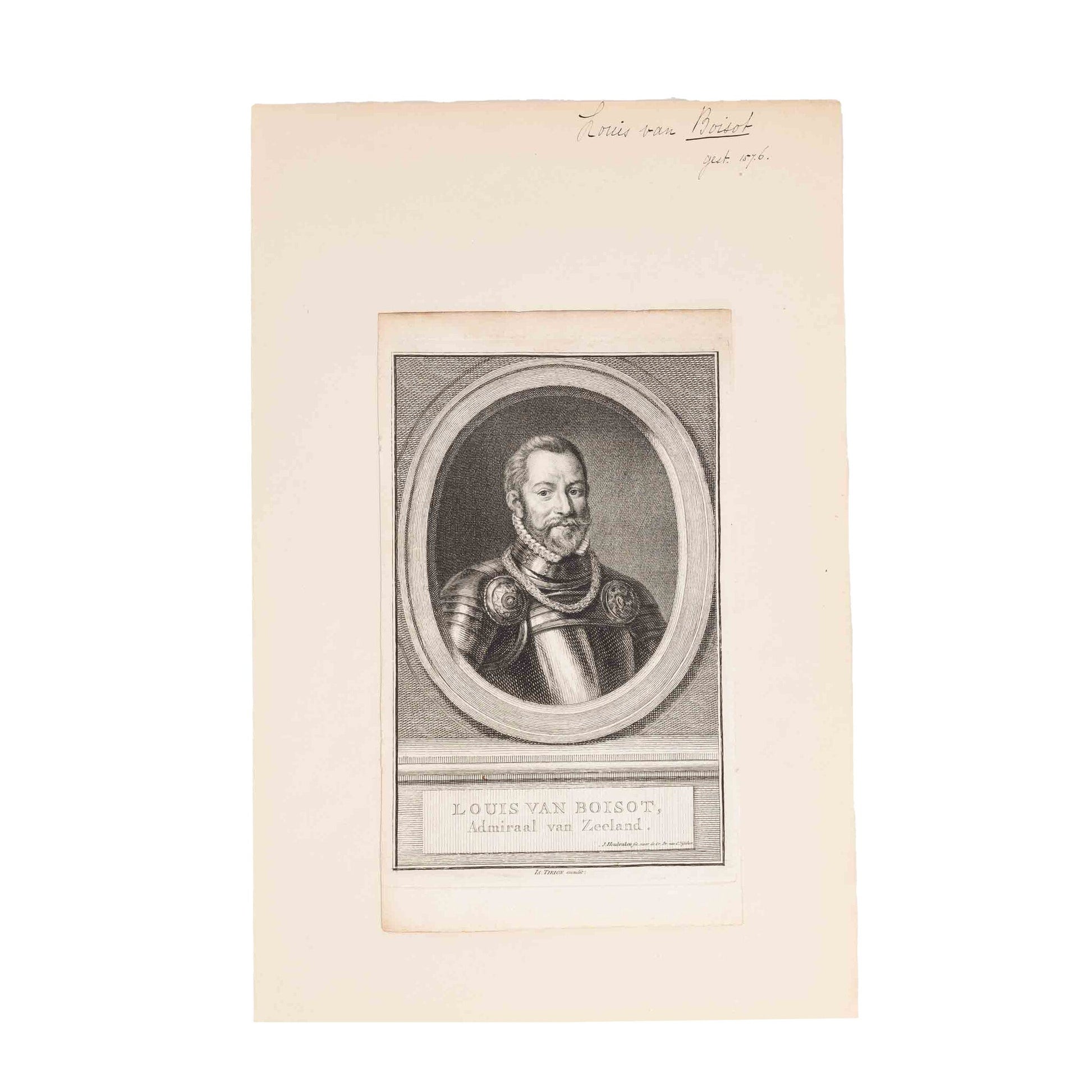 Drie portretten van zeevaarders, J. Houbraken, ca. 1749-1760-3