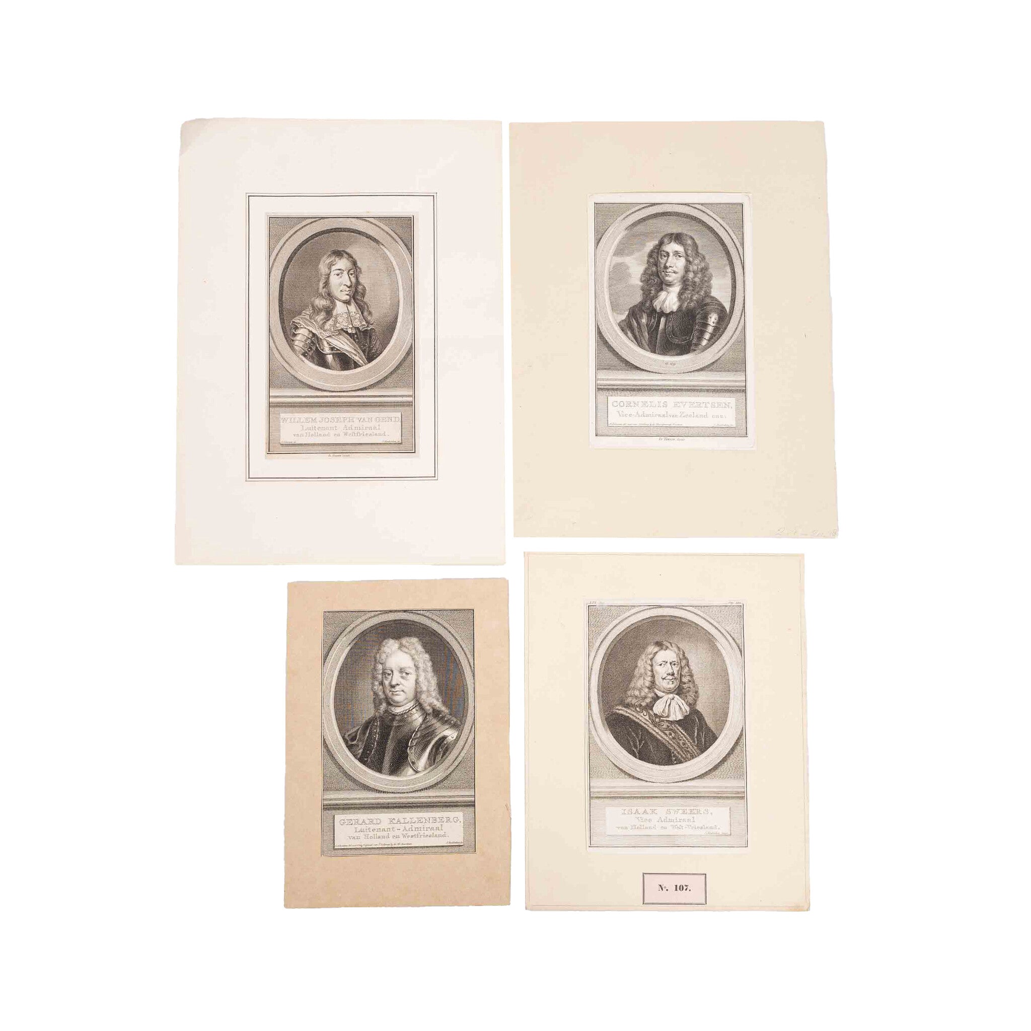 Vier portretten van admiralen, J. Houbraken, ca. 1749-1760-zoom-1