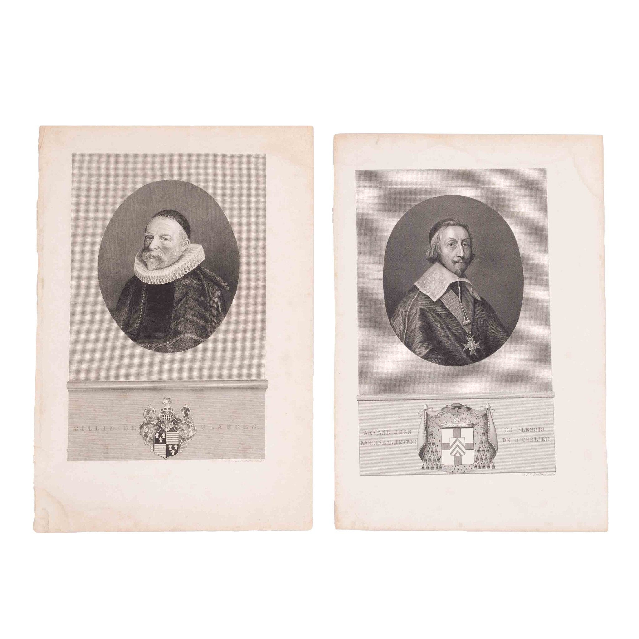 Prenten 'Armand Jean du Plessis en 'Gillis de Glarges', ca. 1850-zoom-1