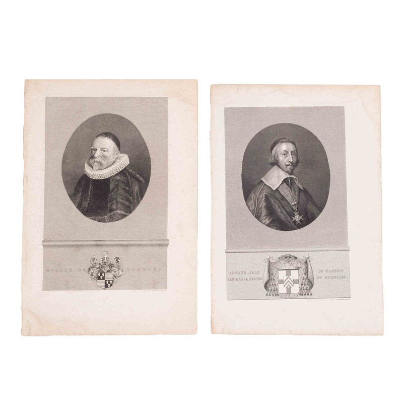 Prenten 'Armand Jean du Plessis en 'Gillis de Glarges', ca. 1850-zoom-