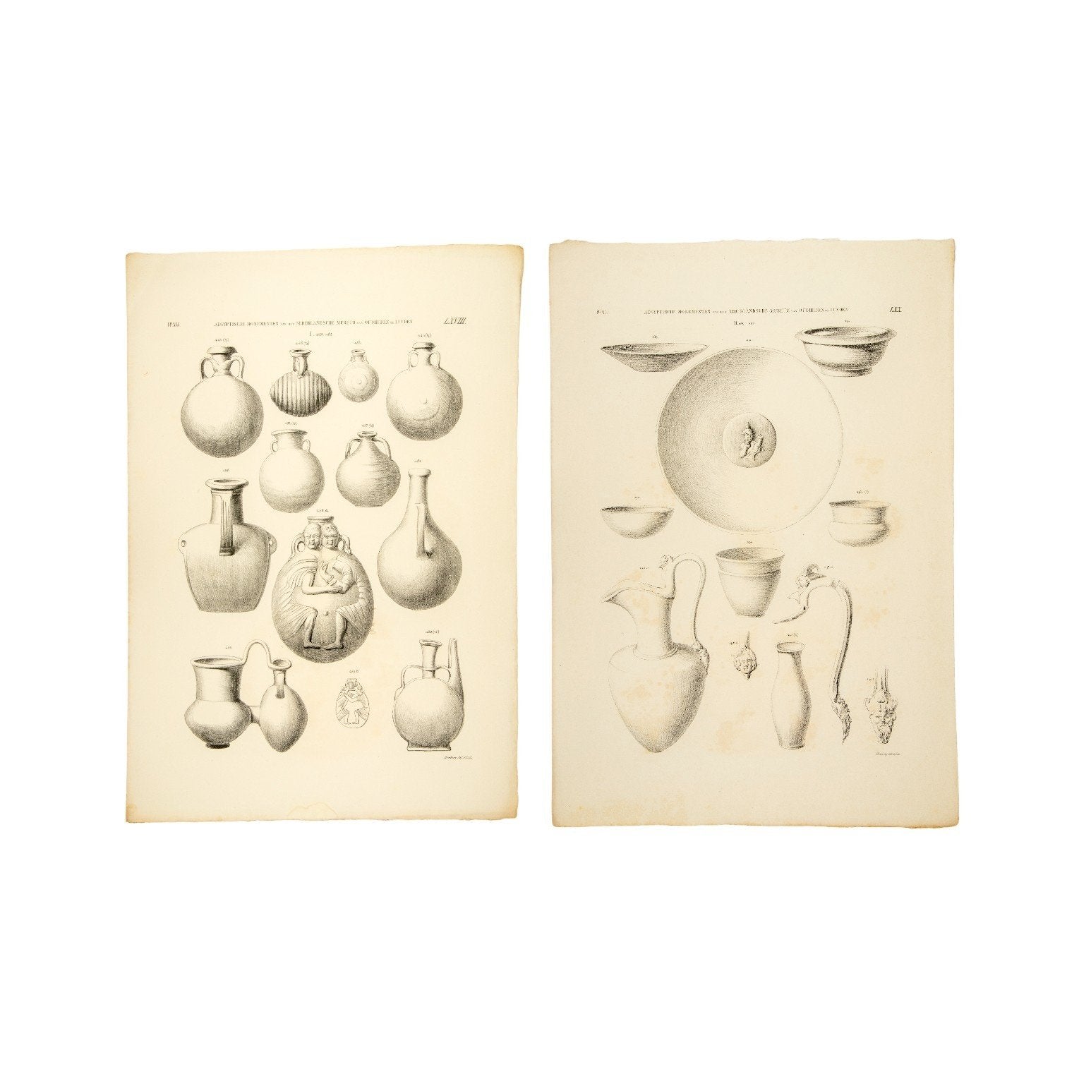 Litho's Egyptische kruiken en kannen, 1840