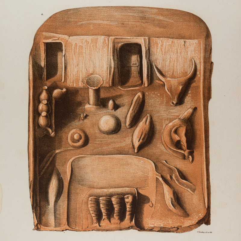 Litho Oud-Egyptische offertafel, 1840-zoom-