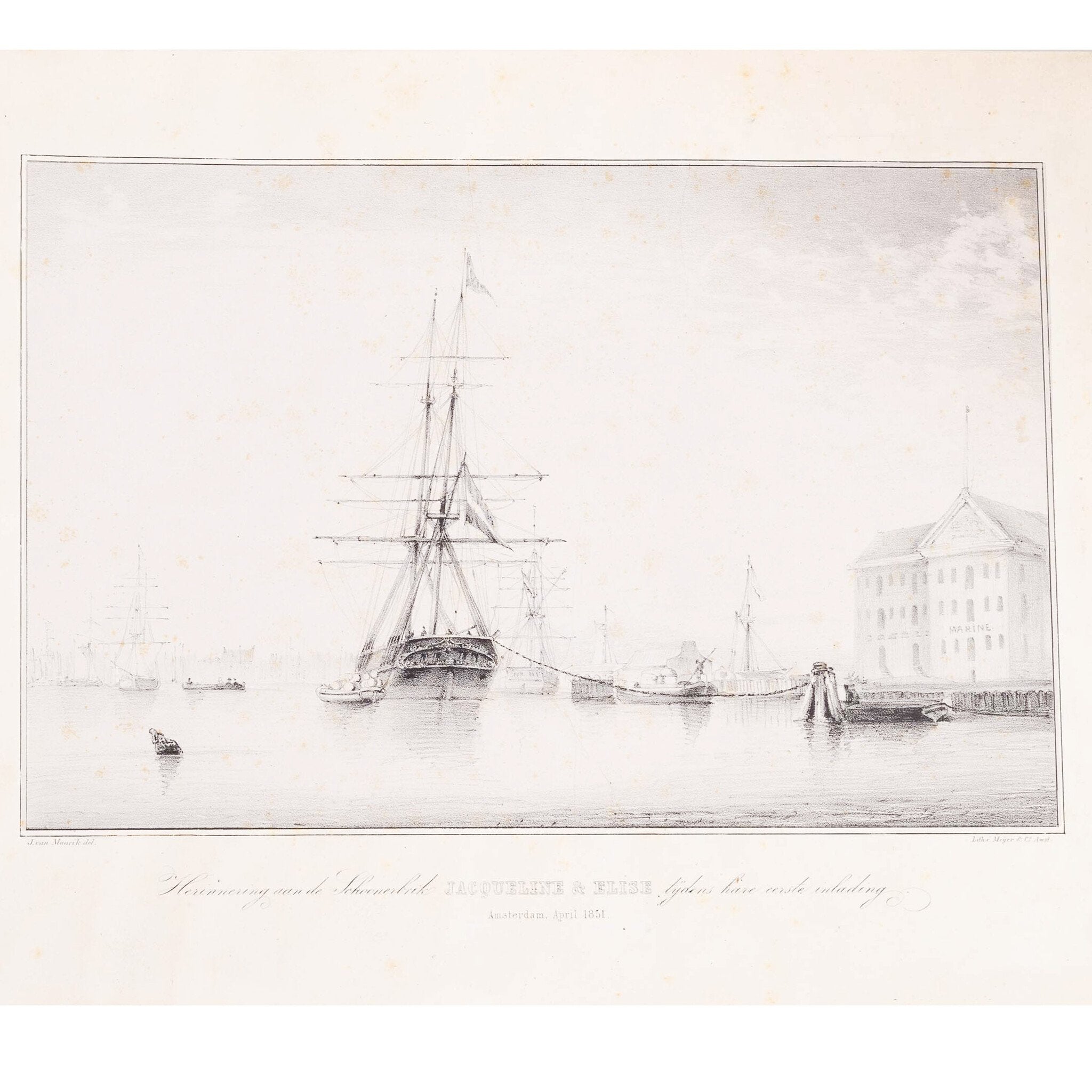 Prent 'Herinnering aan de Schoonerbrik Jacqueline', 1851-zoom-2