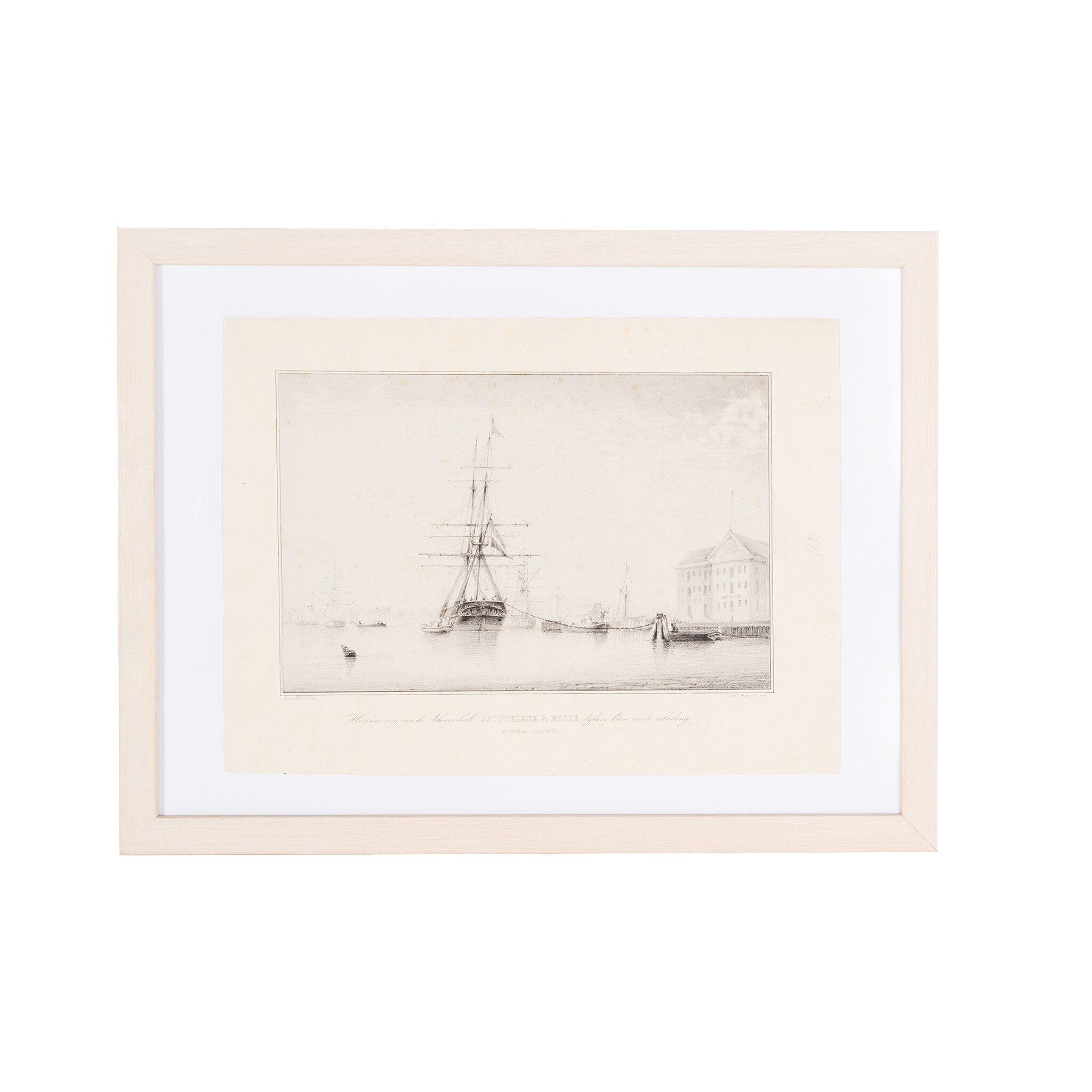 Prent 'Herinnering aan de Schoonerbrik Jacqueline', 1851