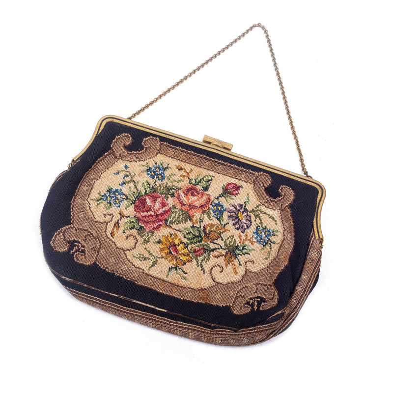 Petit point avondtas, eerste helft 20e eeuw-zoom-