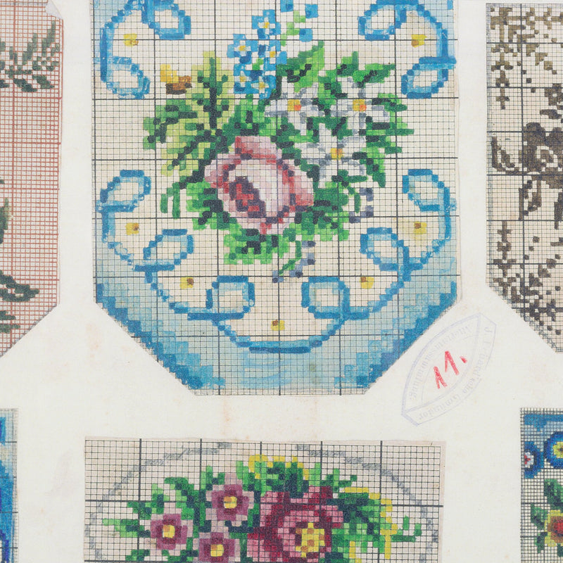 Kralenpatronen met bloemmotieven, 19e eeuw-zoom-