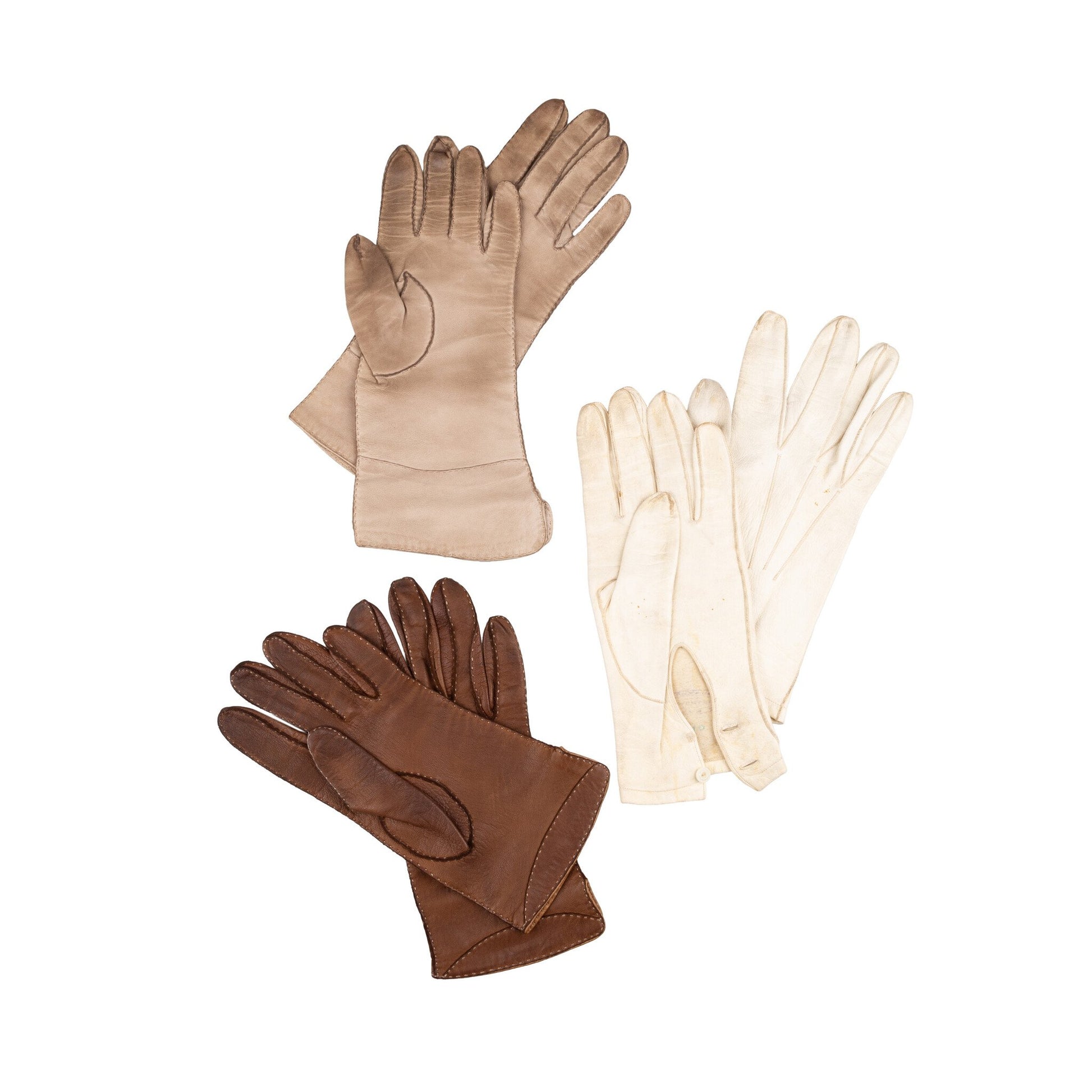 Drie paar leren handschoenen, 20e eeuw-1
