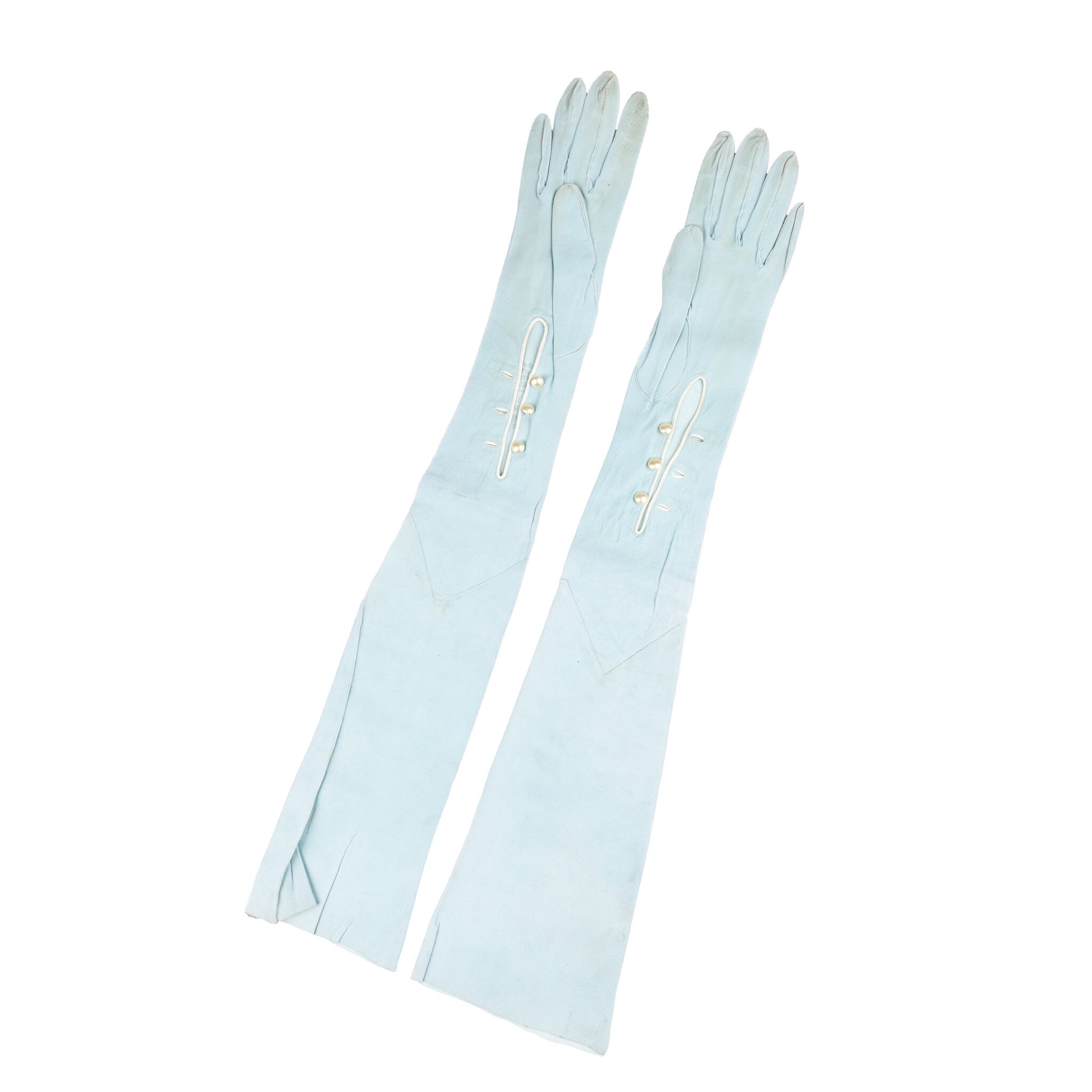 Drie paar suède avondhandschoenen, 20e eeuw-5