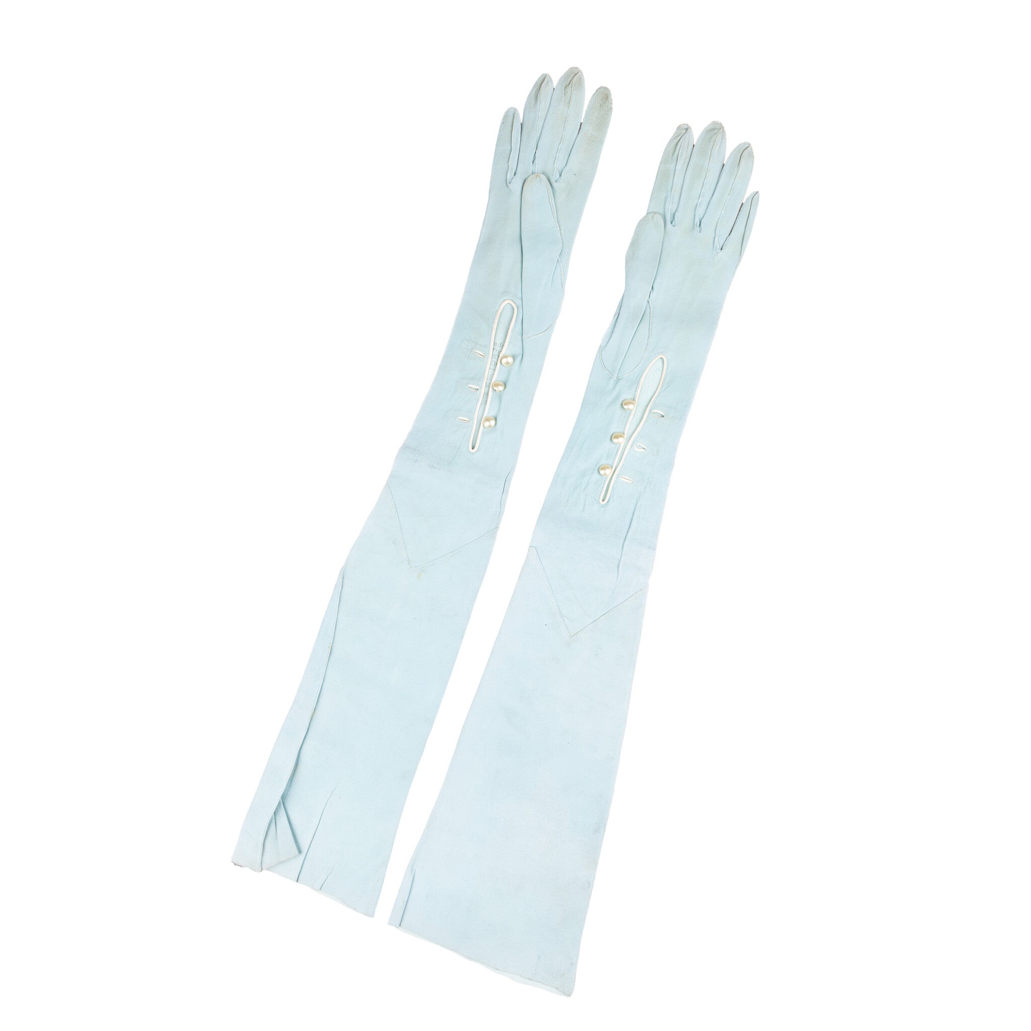 Drie paar suède avondhandschoenen, 20e eeuw-zoom-5