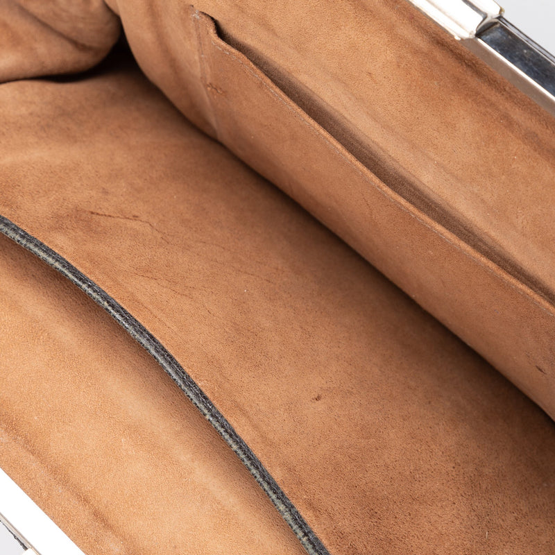 Zwarte clutch van reptielen leer en notitieblokje, 20e eeuw-zoom-