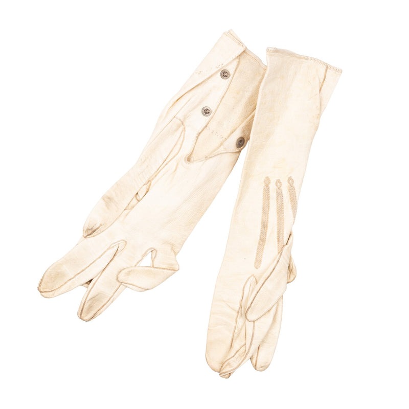 Antiek tasje met handschoentjes en waaierset, eind 19e/begin 20e eeuw-zoom-