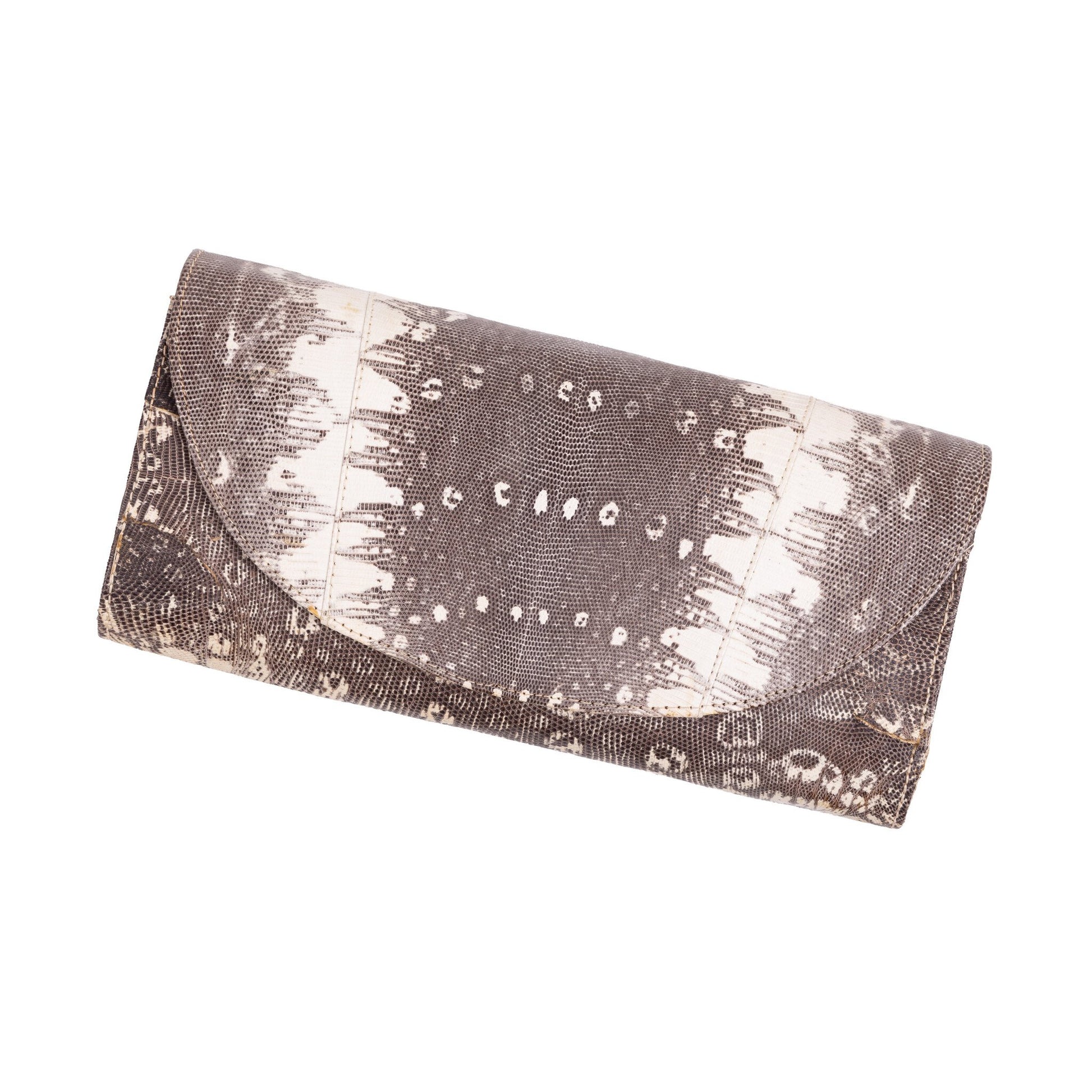 Bruin-witte clutch en portemonnee, 20e eeuw-2