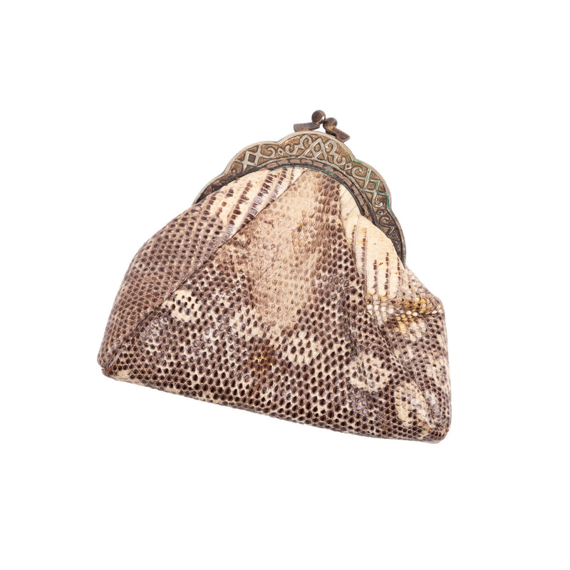 Bruin-witte clutch en portemonnee, 20e eeuw-zoom-