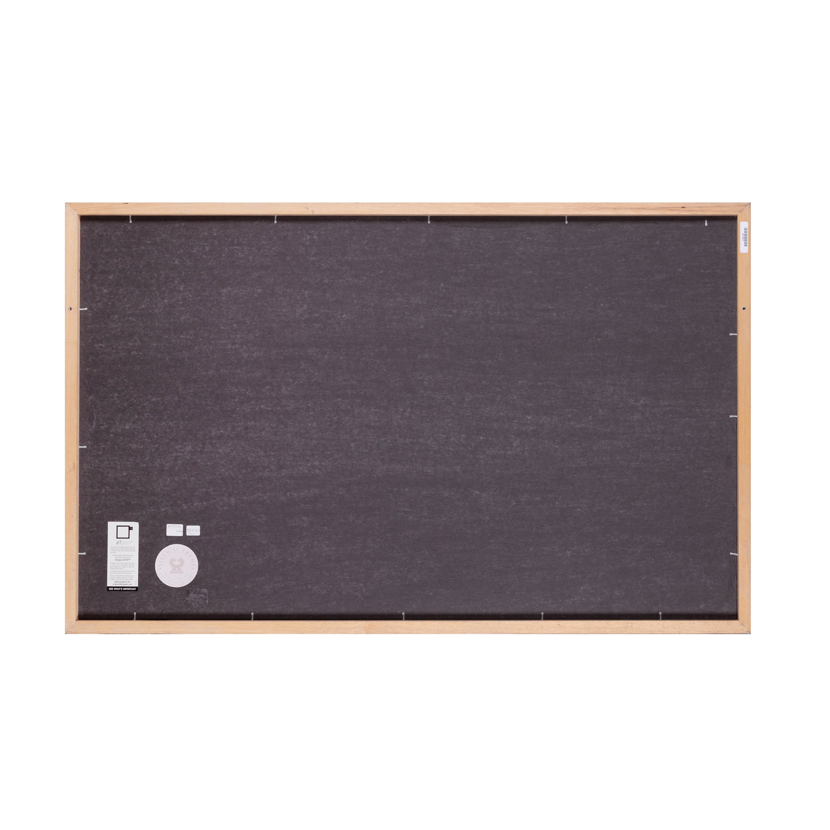 Zwarte houten lijst met museumglas, 70,5 x 112 cm