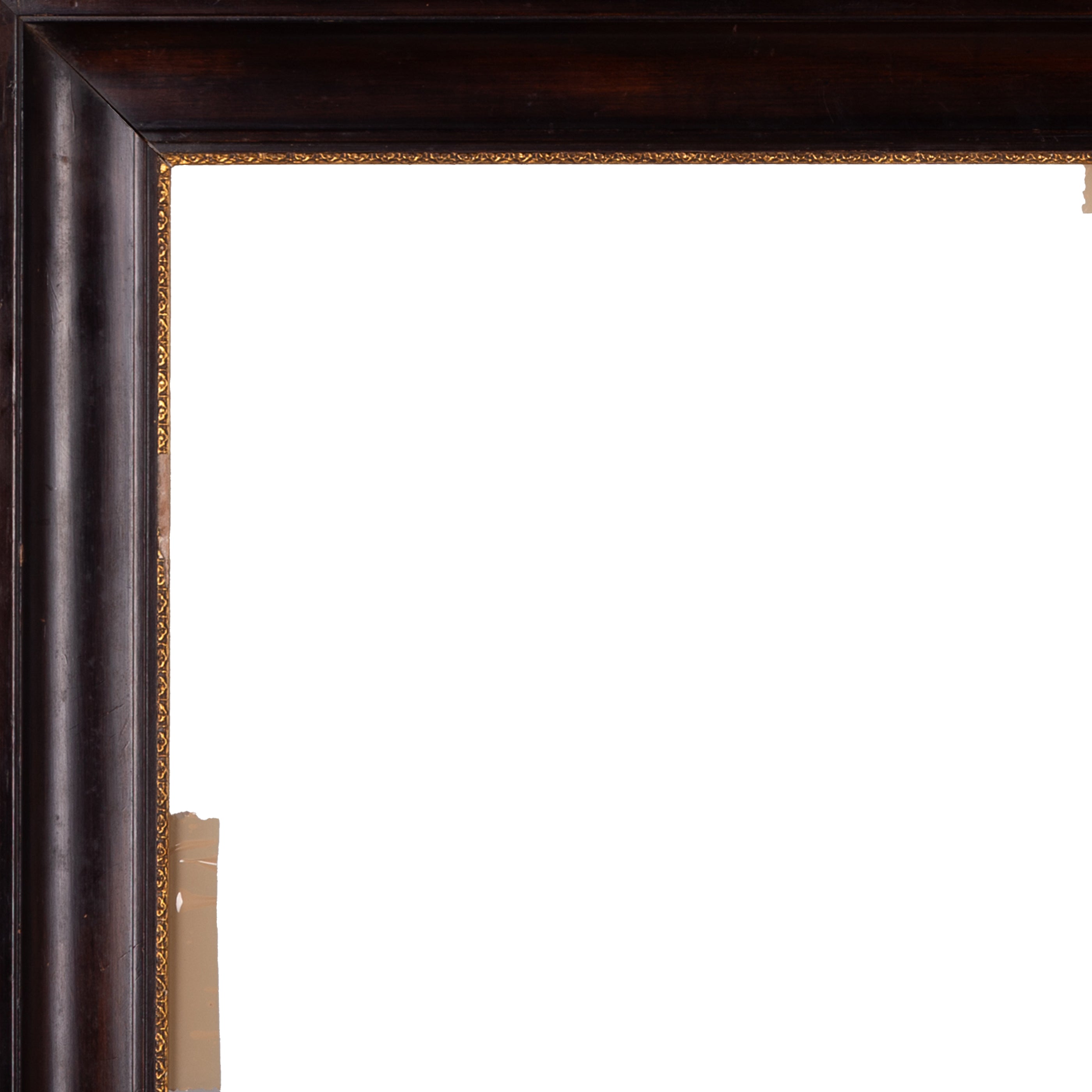 Bruine houten lijst; ca. 60 x 72 x 4 cm; eind 19e / begin 20e eeuw