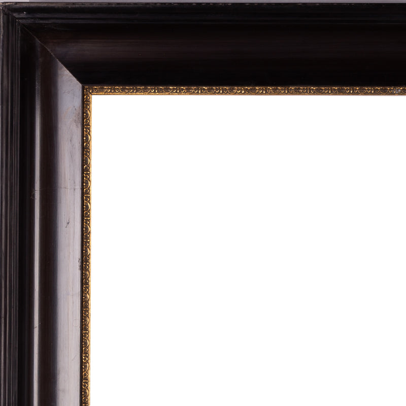 Zwartbruine houten lijst; ca. 66 x 83,5 x 4,5 cm; begin 20e eeuw-zoom-