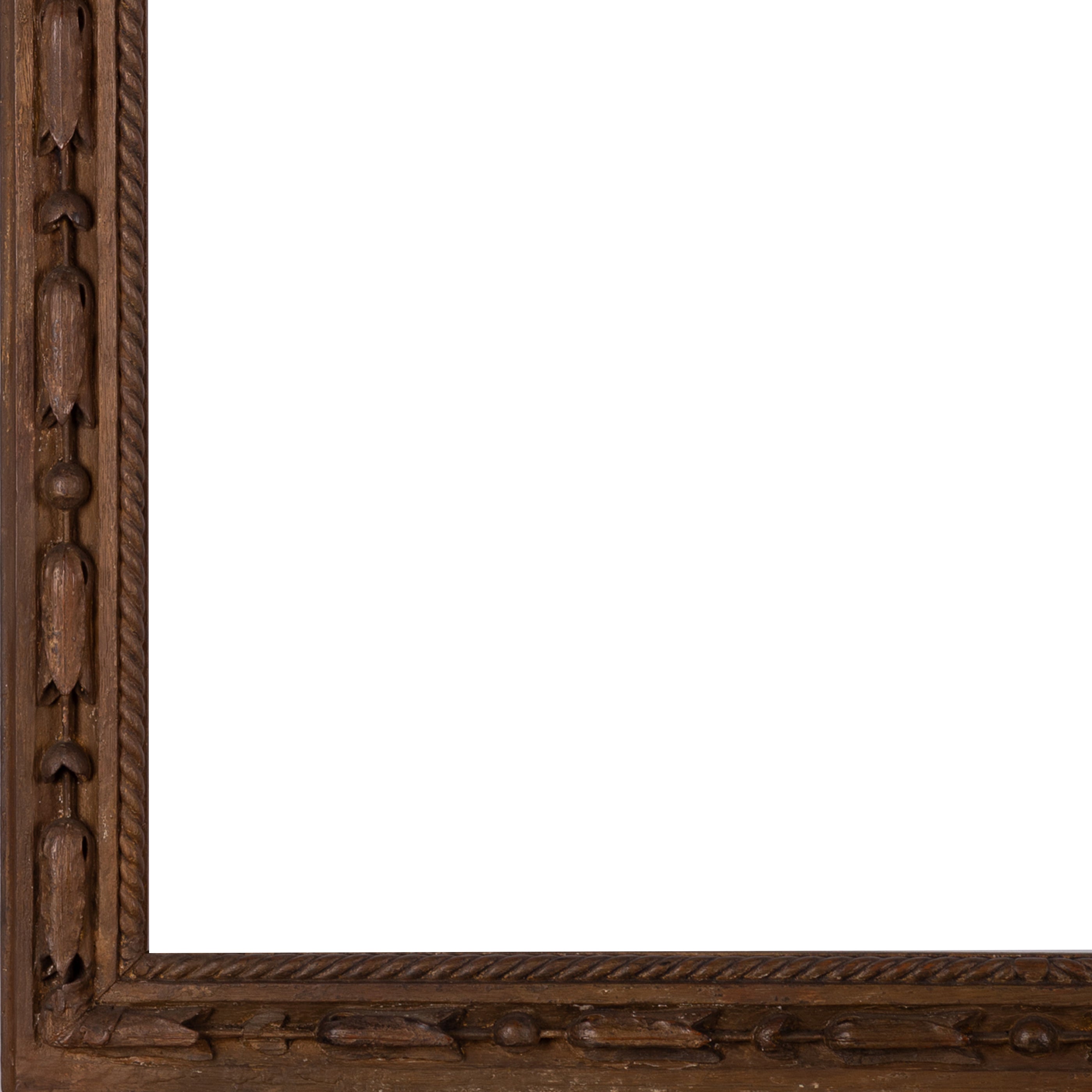 Antieke houten lijst; ca. 83 x 73,5 x 3,5 cm; eind 19e / begin 20e eeuw-zoom-3