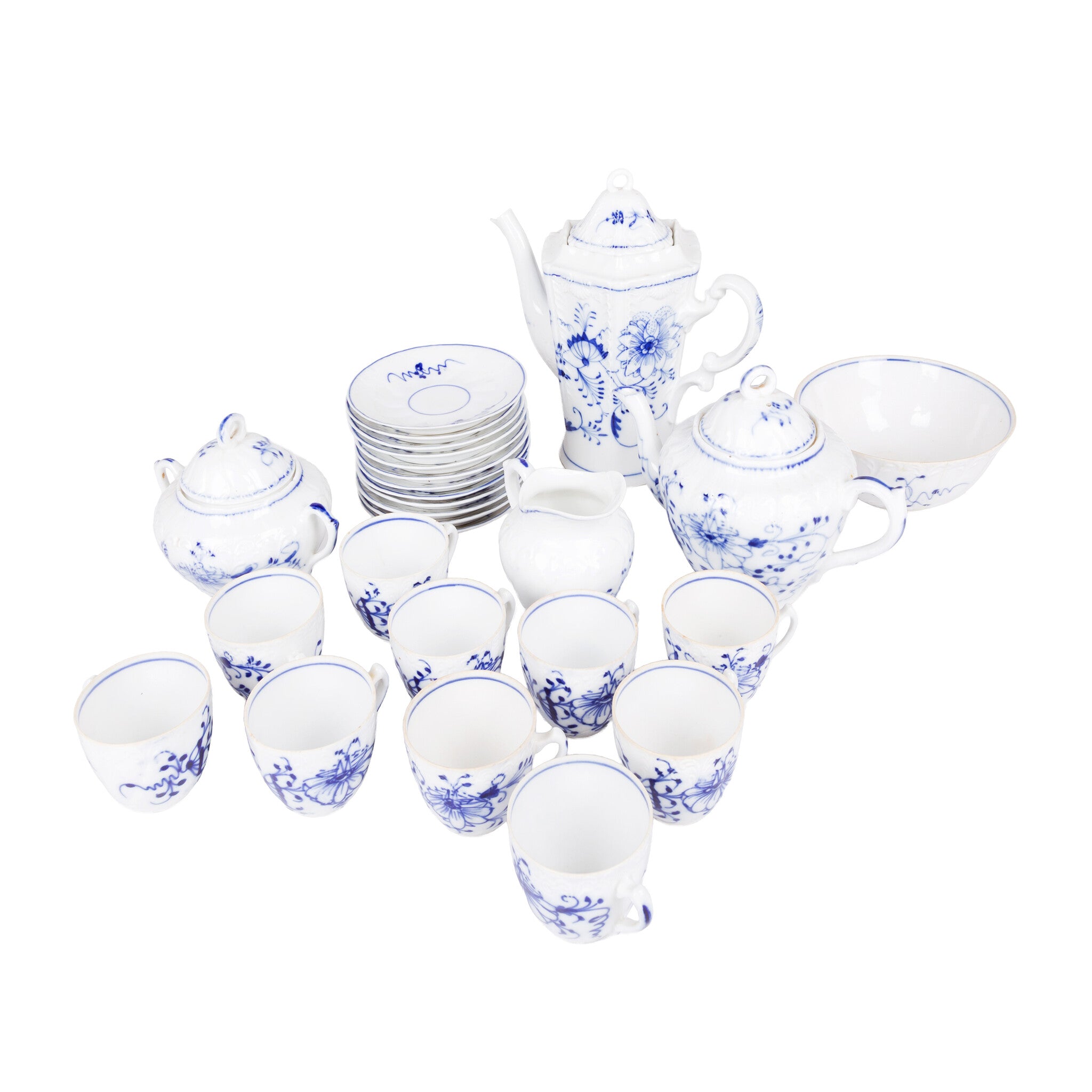 Blauw beschilderd servies, 27-delig-zoom-1