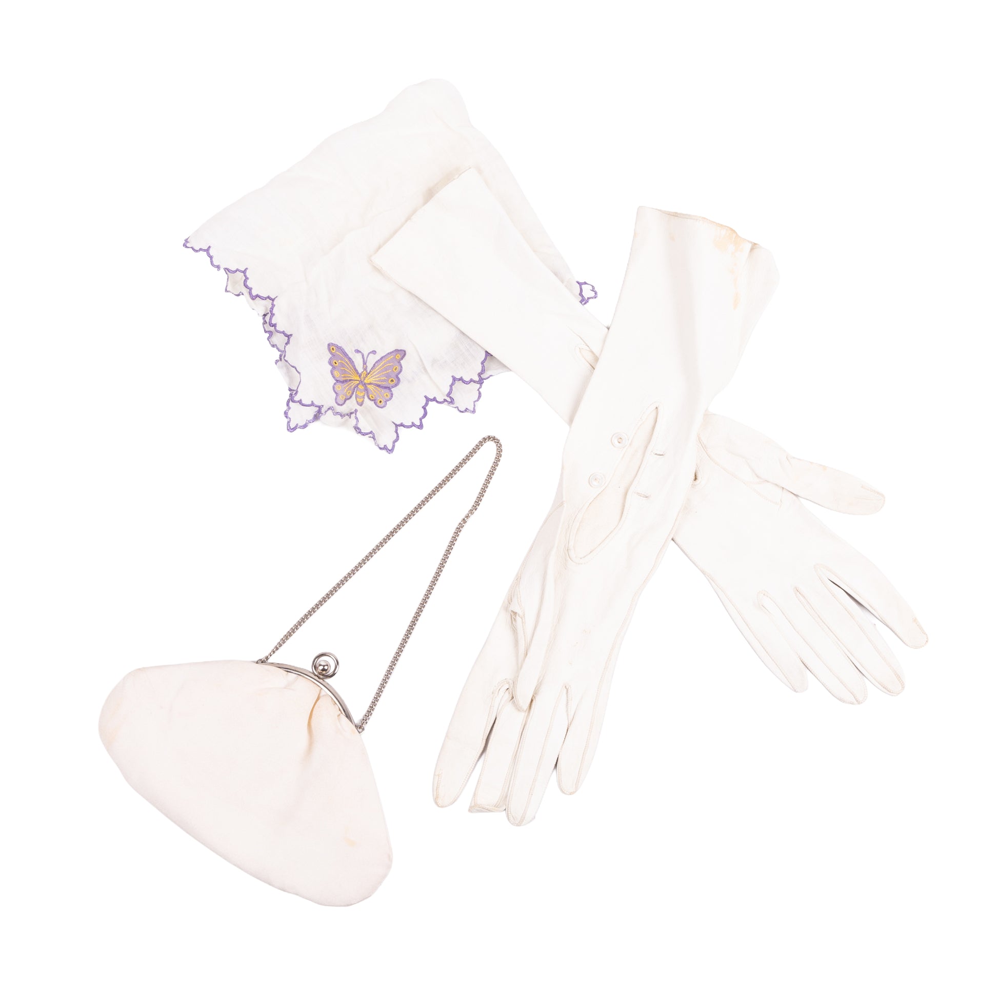 Set met tasje, handschoentjes en zakdoekje, 20e eeuw-1