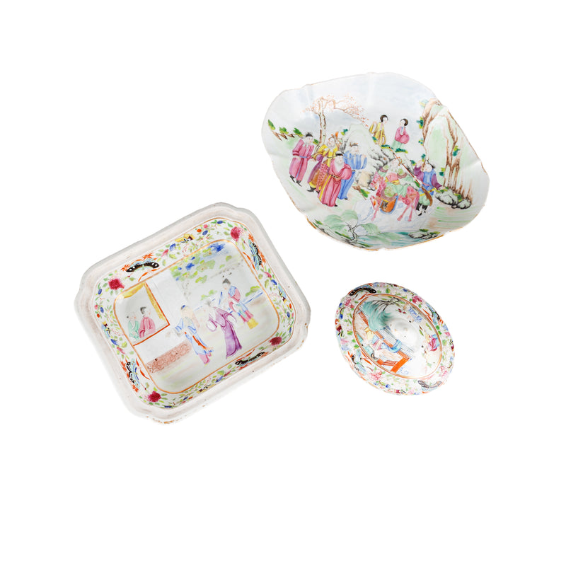 Set Chinees porselein in de stijl 'Famille Rose', 19e eeuw-zoom-